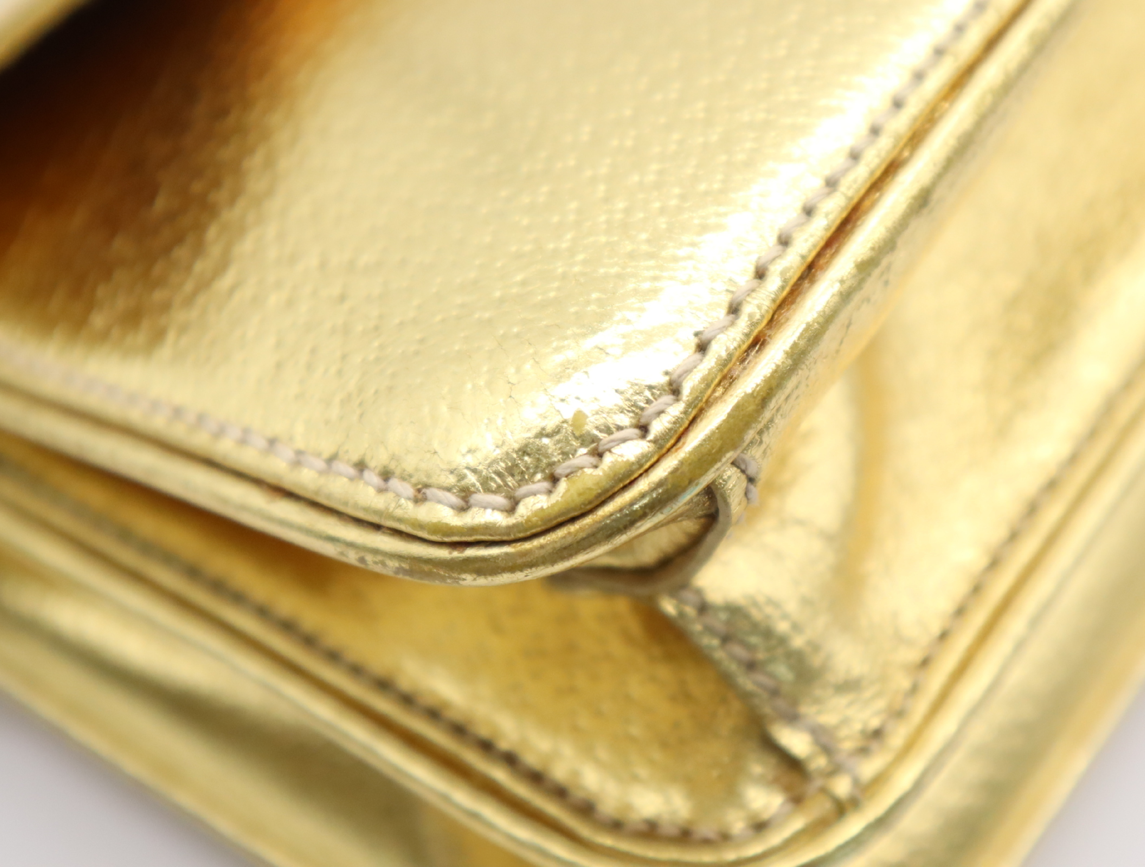 Leather Logo Gold Shoulder Bag with Shoulder Strap and Guarantee Card — view 6