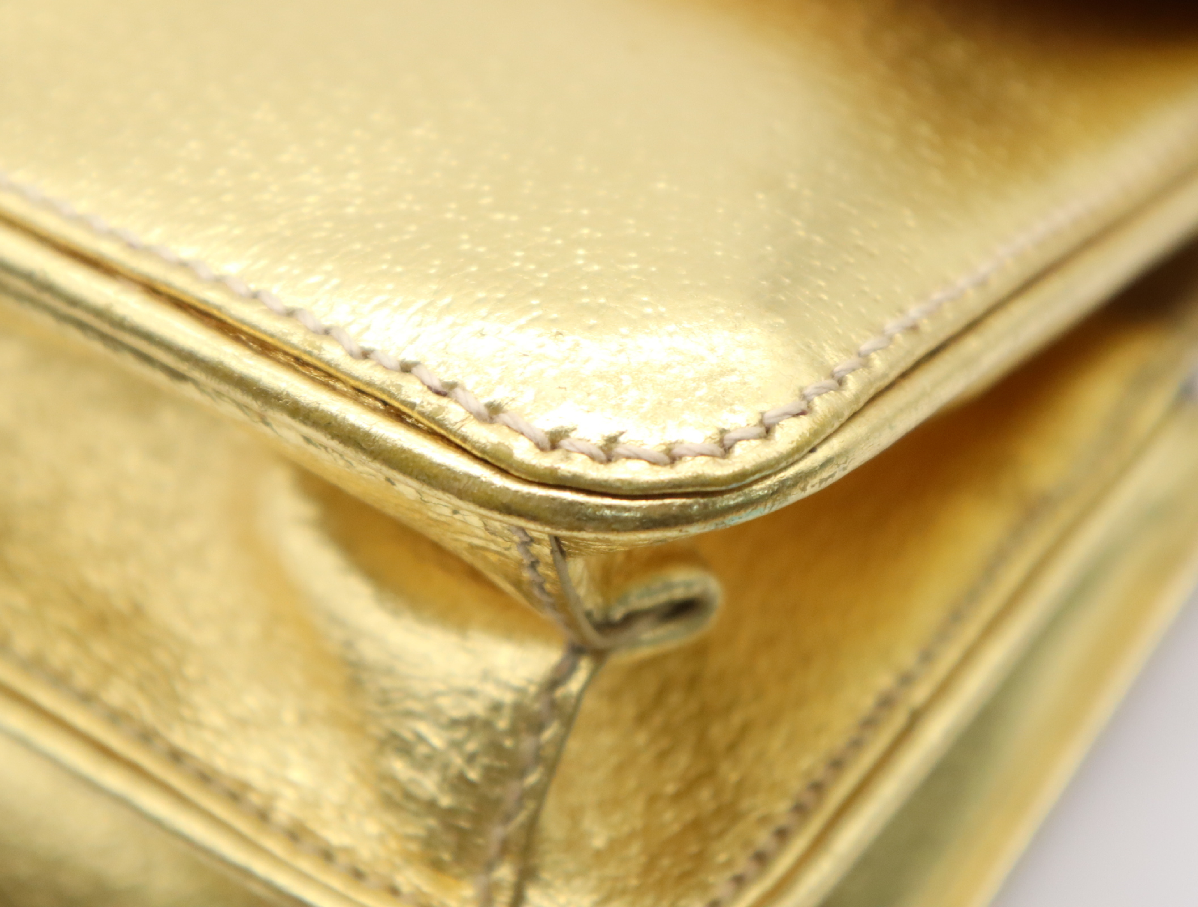 Leather Logo Gold Shoulder Bag with Shoulder Strap and Guarantee Card — view 7