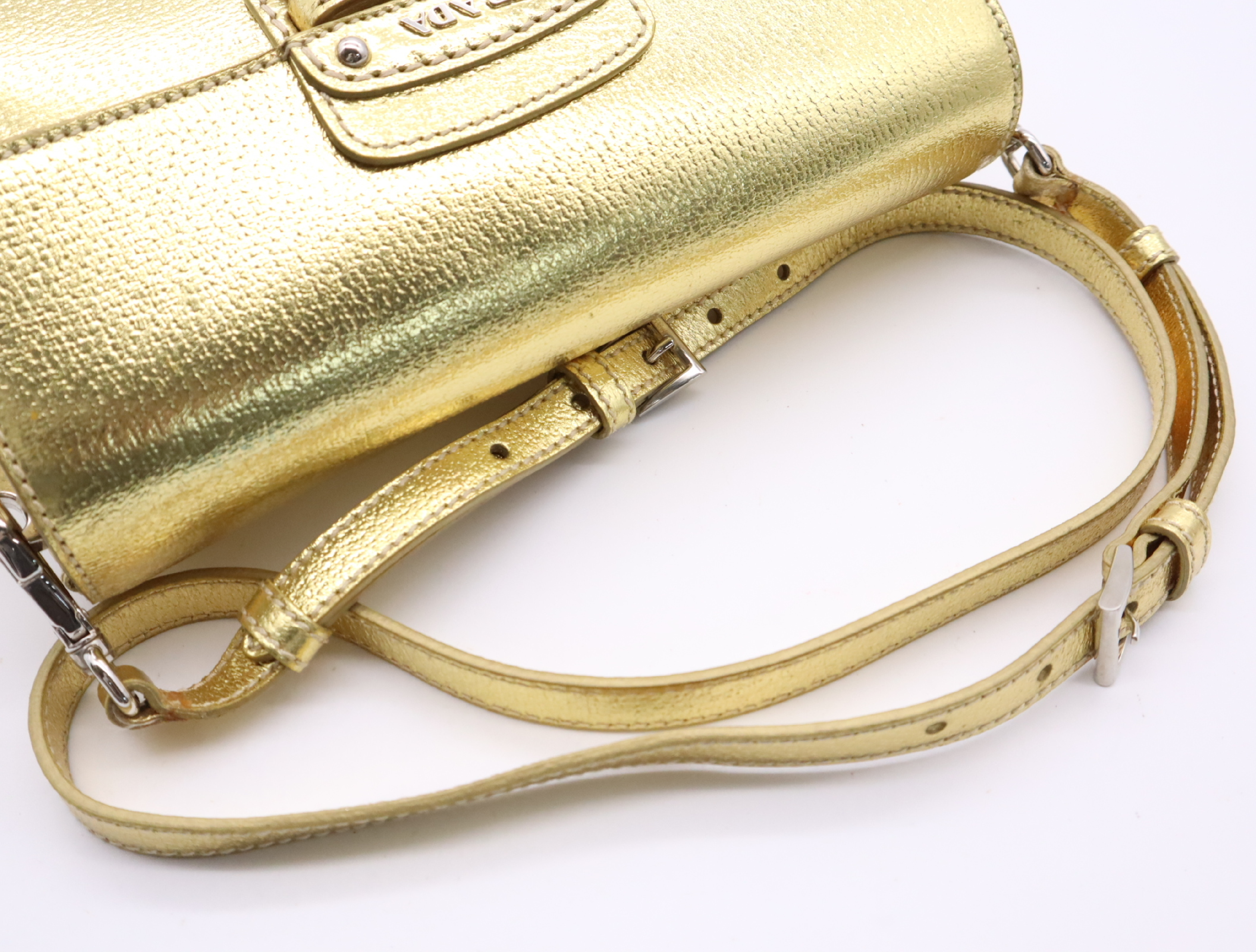 Leather Logo Gold Shoulder Bag with Shoulder Strap and Guarantee Card — view 10