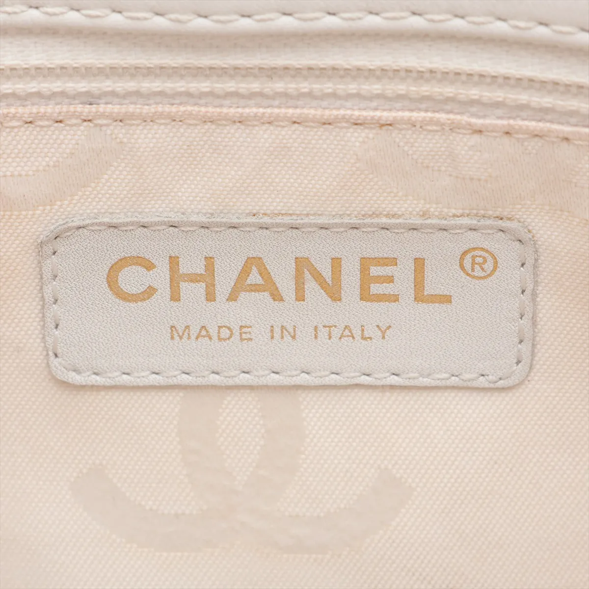 Matelassé Canvas and Leather Tote Bag, Beige and White, Gold Hardware, 9992586, Serial Number 9 — view 11