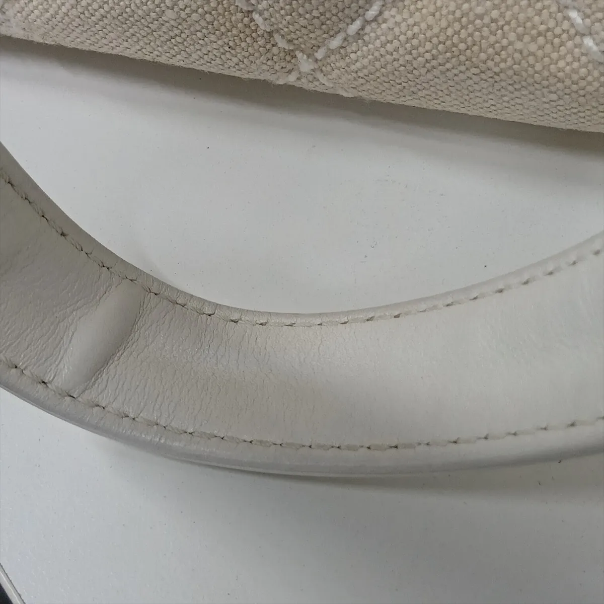 Matelassé Canvas and Leather Tote Bag, Beige and White, Gold Hardware, 9992586, Serial Number 9 — view 14