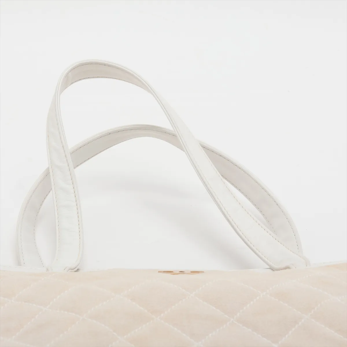 Matelassé Canvas and Leather Tote Bag, Beige and White, Gold Hardware, 9992586, Serial Number 9 — view 6