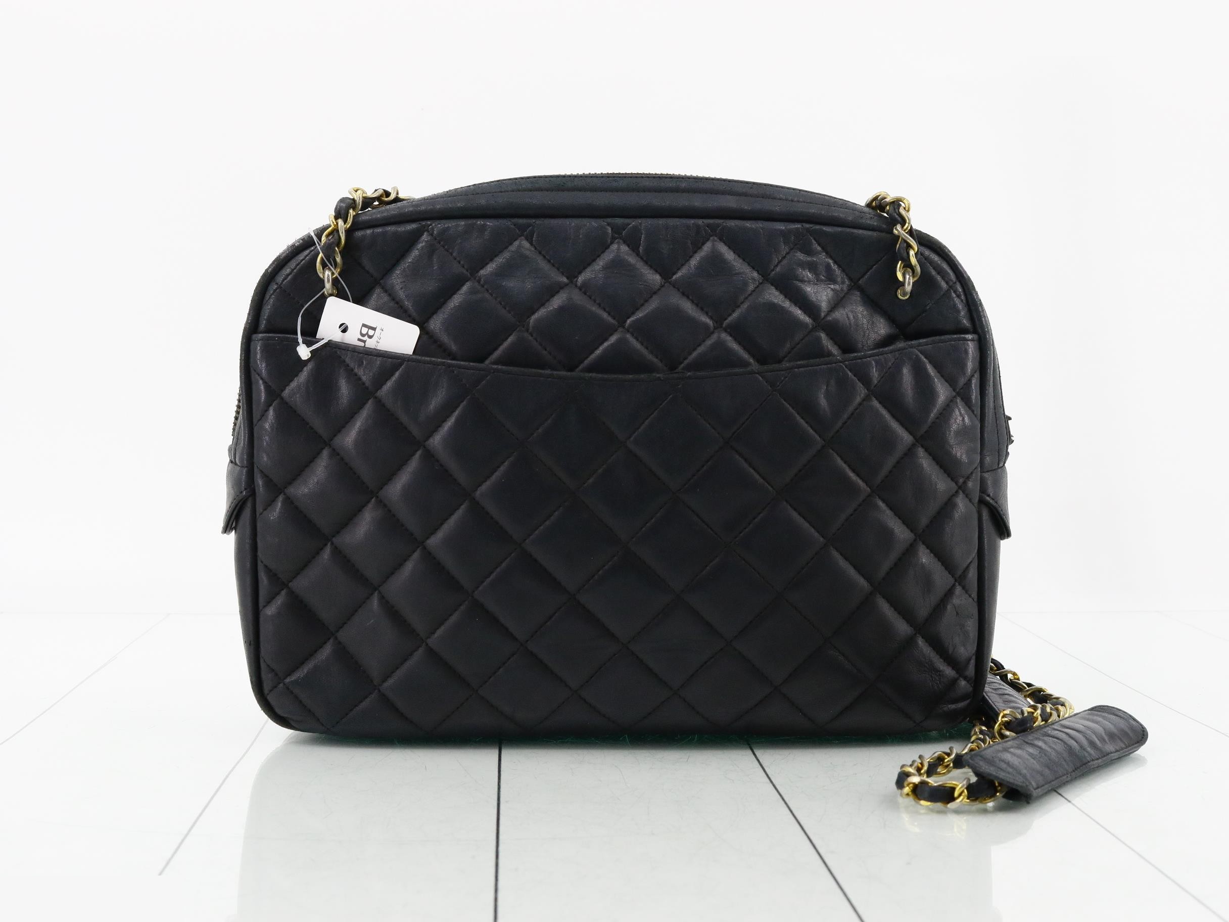 Matelassé Leather Chain Semi-Shoulder Bag