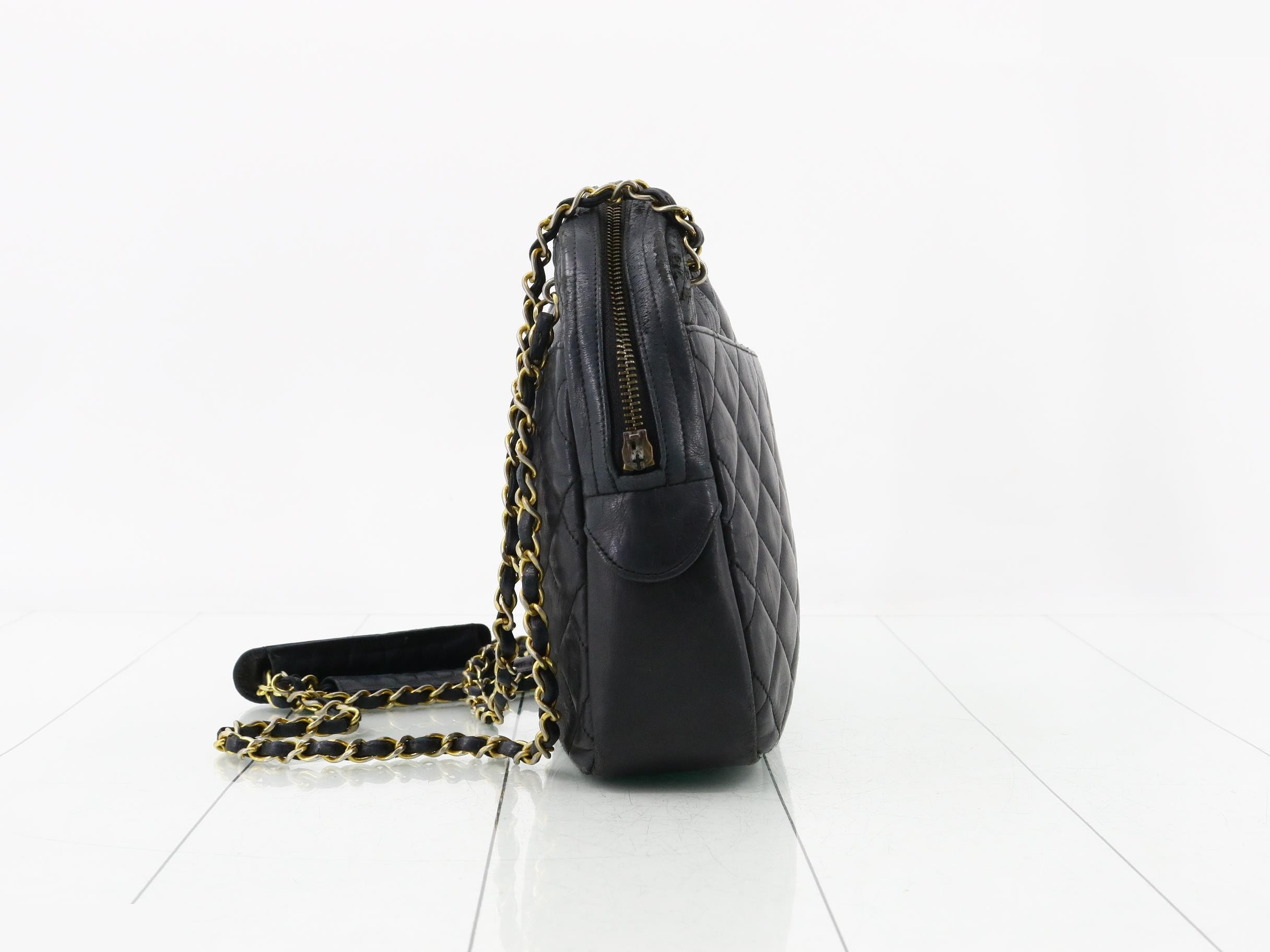 Matelassé Leather Chain Semi-Shoulder Bag — view 3