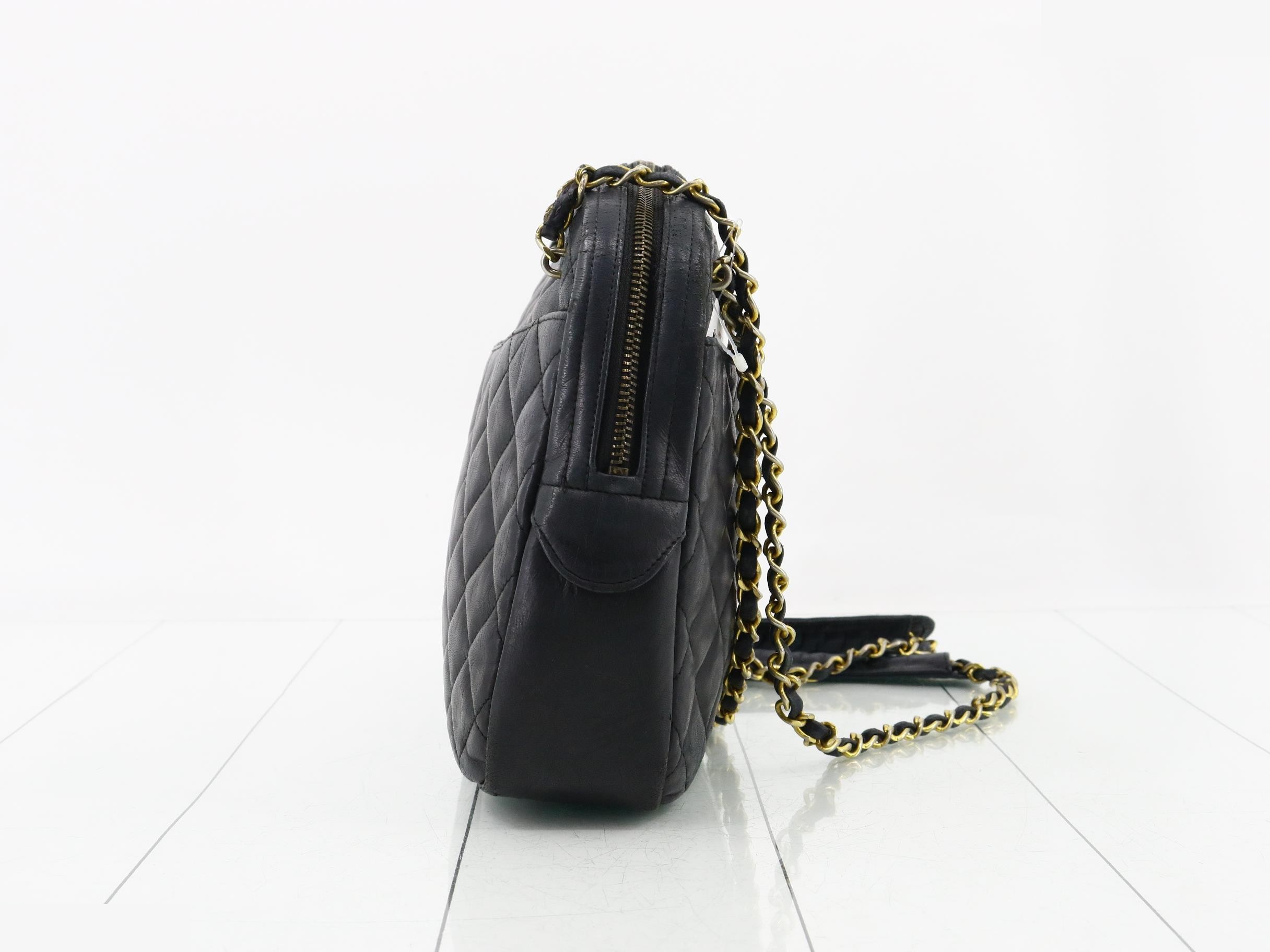 Matelassé Leather Chain Semi-Shoulder Bag — view 4