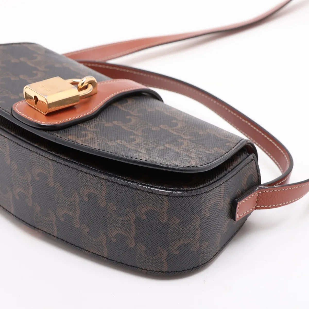 Triomphe Tabou PVC x Leather 2-Way Shoulder Bag, Brown — view 3