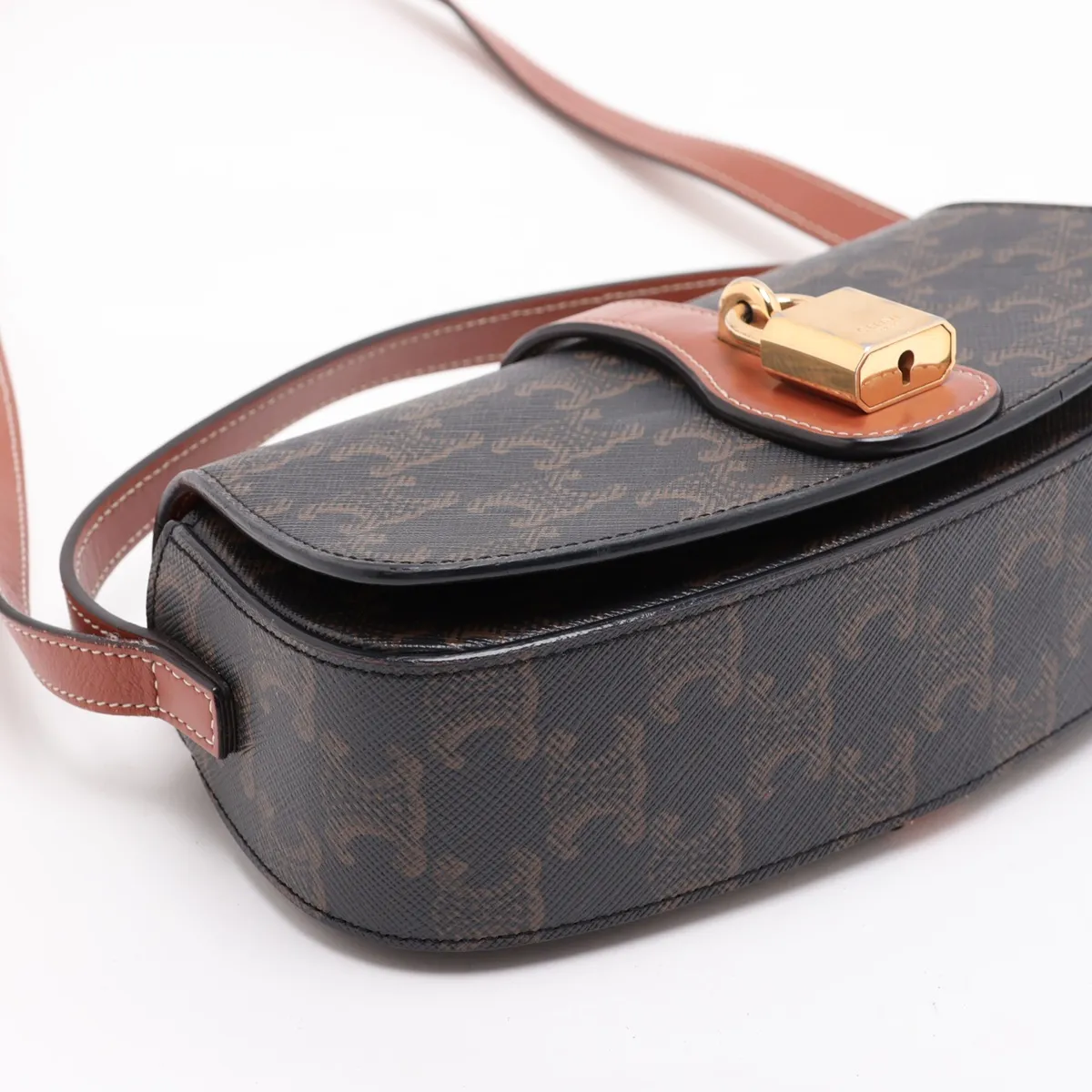 Triomphe Tabou PVC x Leather 2-Way Shoulder Bag, Brown — view 4