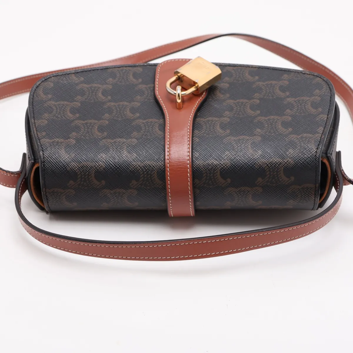 Triomphe Tabou PVC x Leather 2-Way Shoulder Bag, Brown — view 5