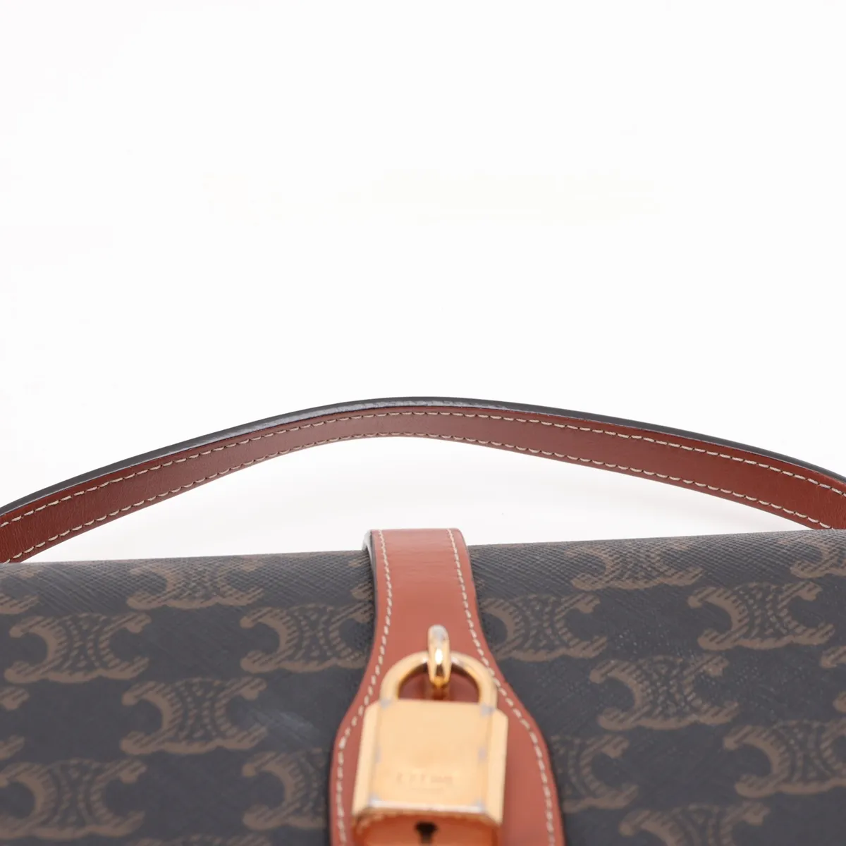Triomphe Tabou PVC x Leather 2-Way Shoulder Bag, Brown — view 6