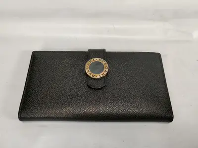 Bulgari Leather Logo Clip Long Wallet