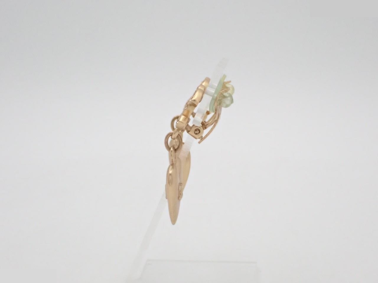 Coco Mark Heart Rhinestone Swing Earrings (Gold) — view 3