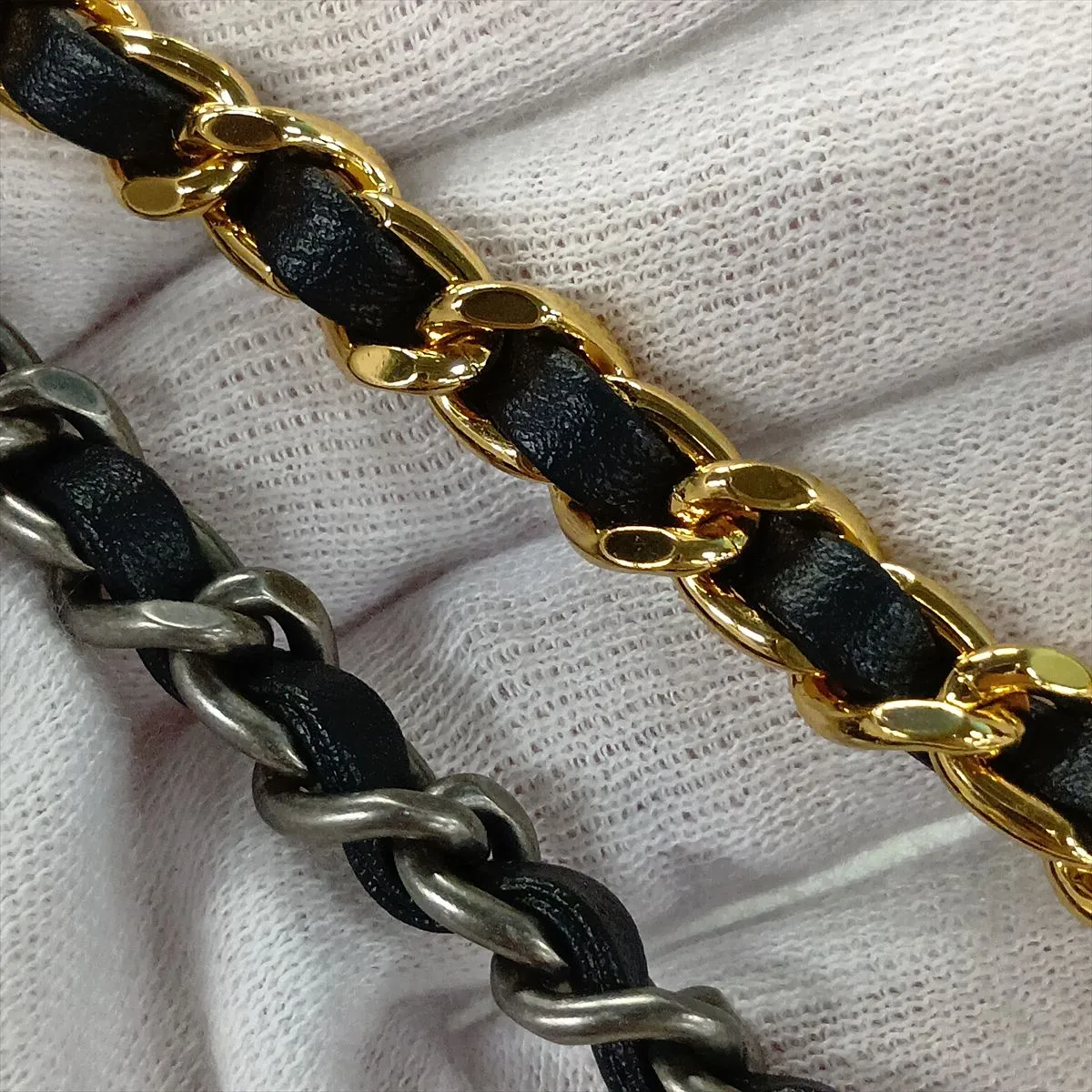 Gabrielle de Chanel Vintage Calfskin Chain Shoulder Bag, Black with Gold and Silver Hardware, Item Number 27205745 (Serial Number 27) — view 11