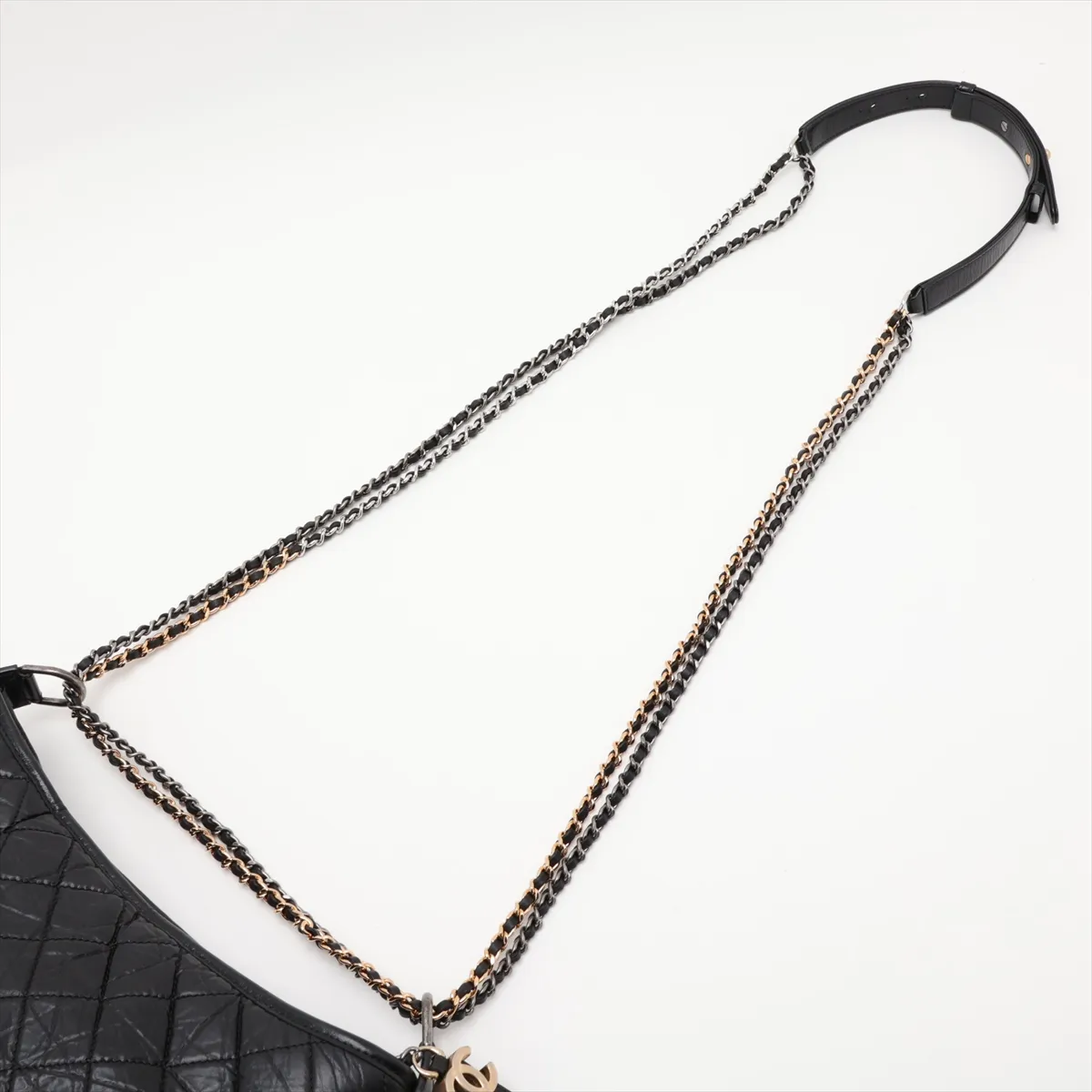 Gabrielle de Chanel Vintage Calfskin Chain Shoulder Bag, Black with Gold and Silver Hardware, Item Number 27205745 (Serial Number 27) — view 5