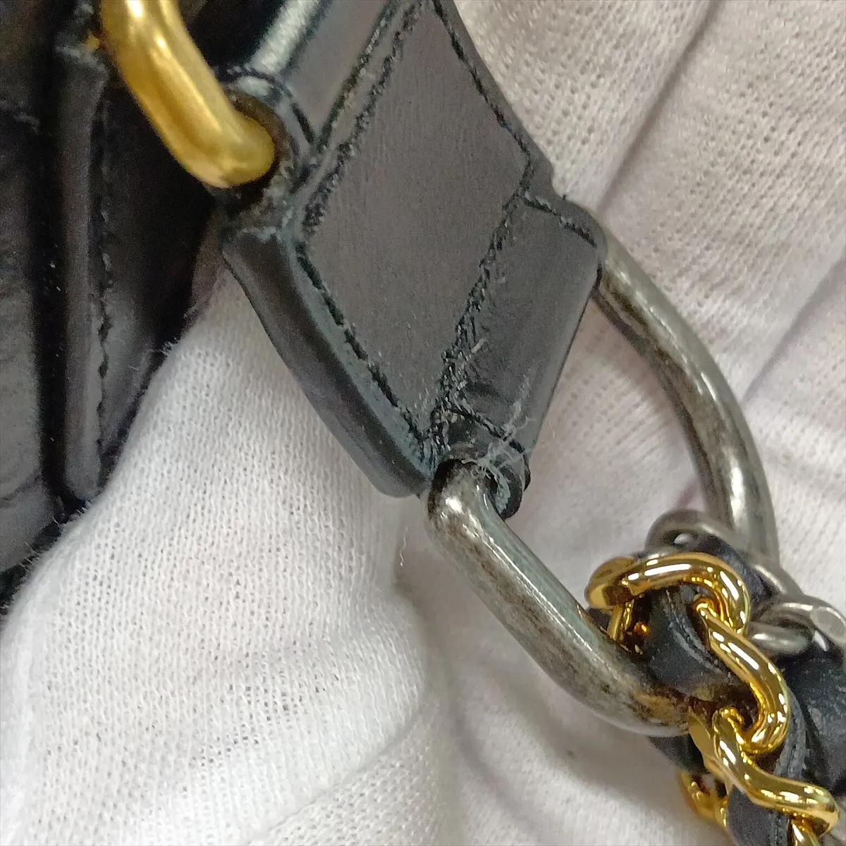 Gabrielle de Chanel Vintage Calfskin Chain Shoulder Bag, Black with Gold and Silver Hardware, Item Number 27205745 (Serial Number 27) — view 10
