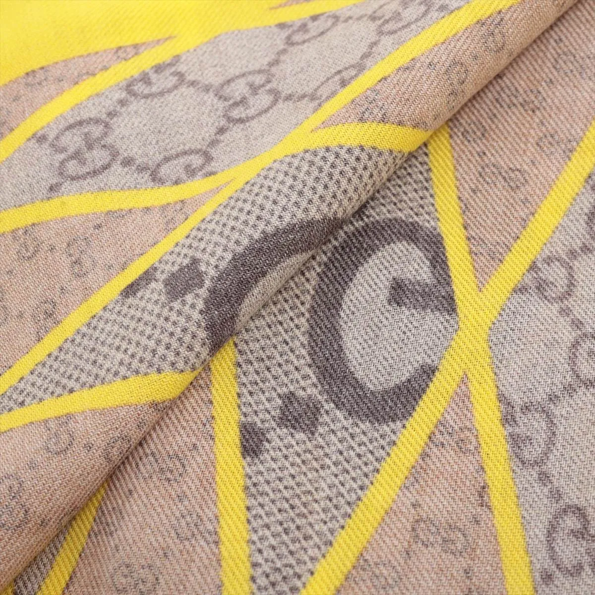 GG Stole, Wool x Silk, Beige x Yellow. — view 2