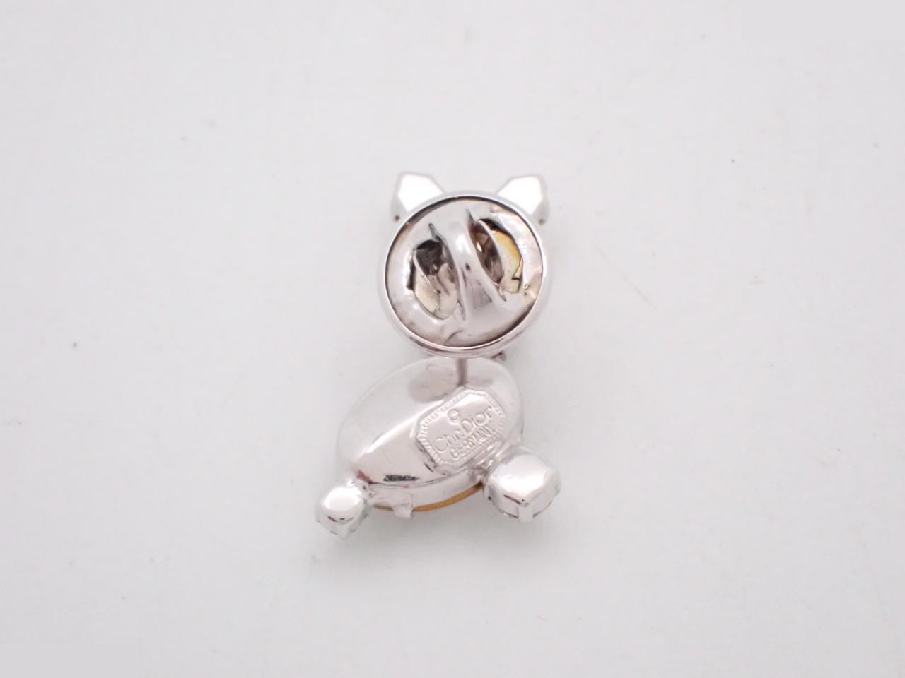 Vintage rhinestone rabbit brooch pin — view 2