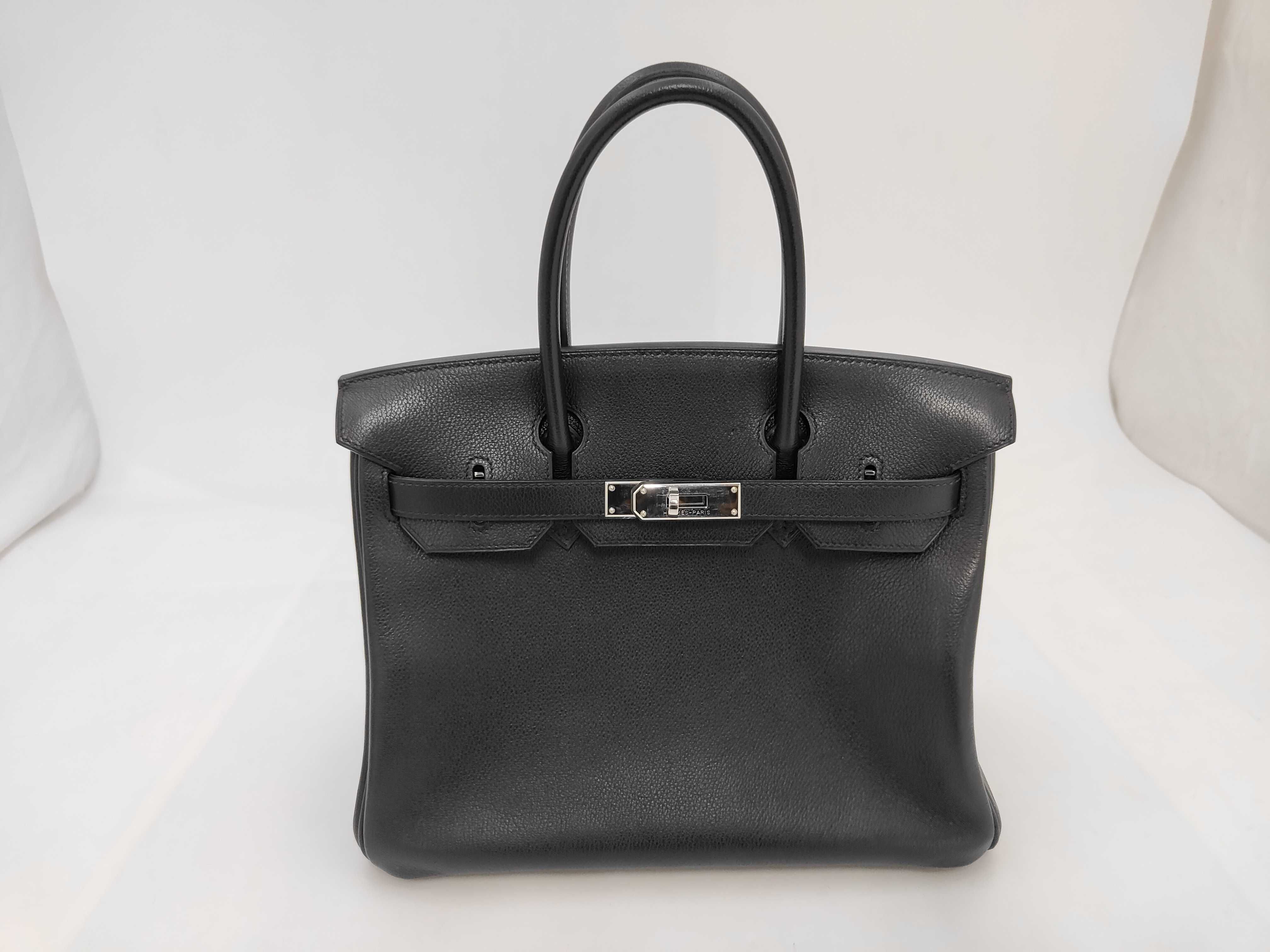 Birkin 30 Togo Leather, Black with Silver Hardware, Size L, Handbag