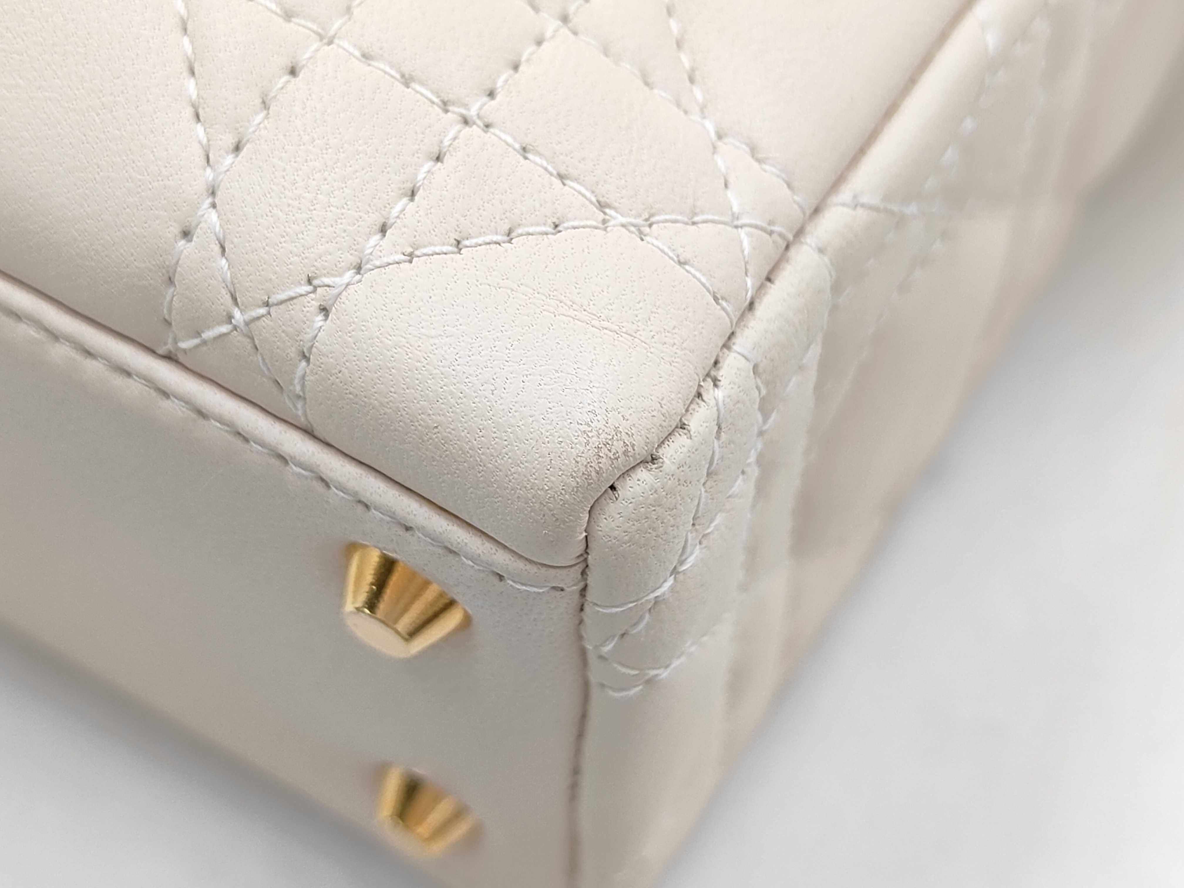 Lady Dior Lambskin 2-Way White Handbag — view 6