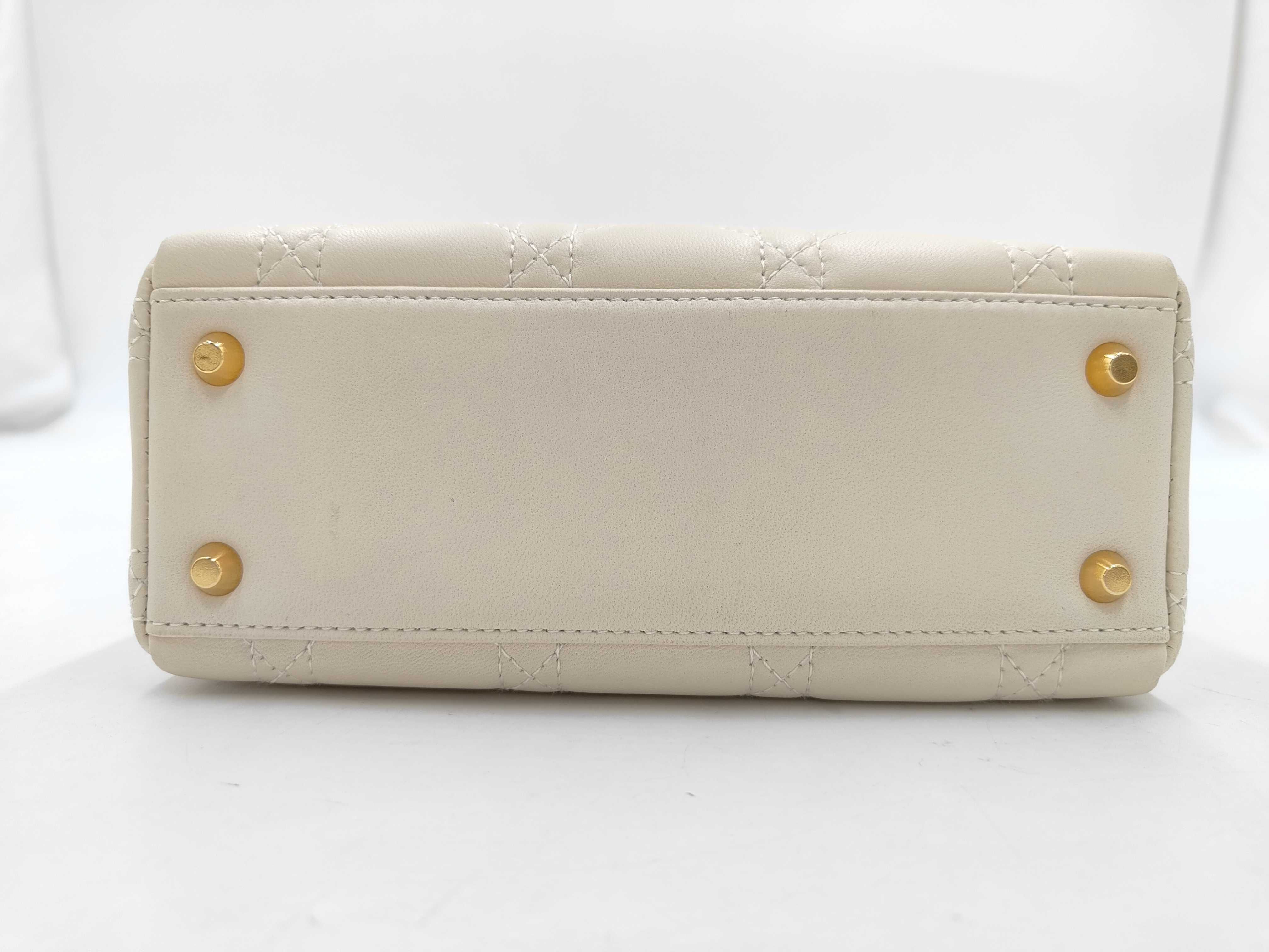 Lady Dior Lambskin 2-Way White Handbag — view 7