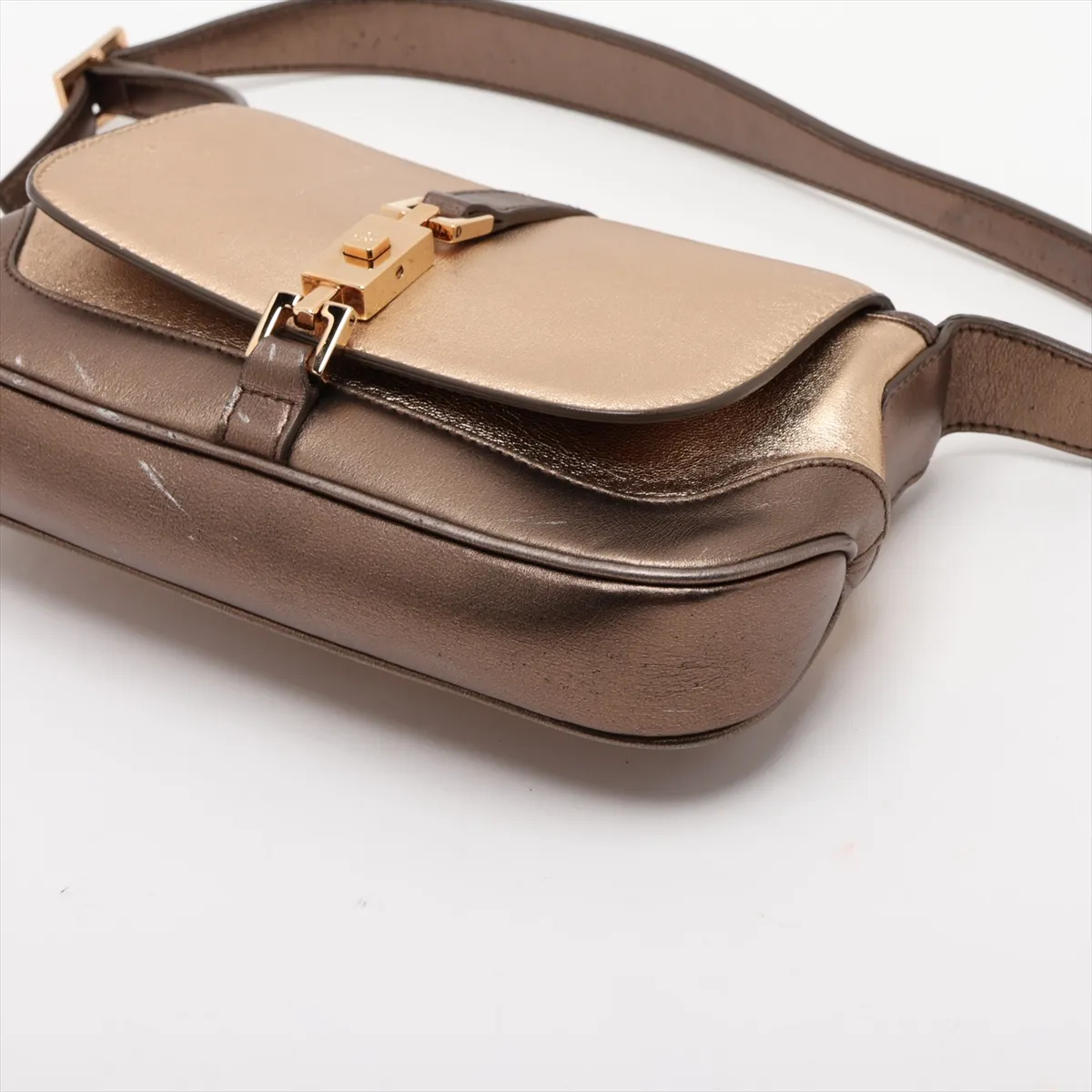 Jackie Leather Shoulder Bag Gold — view 3