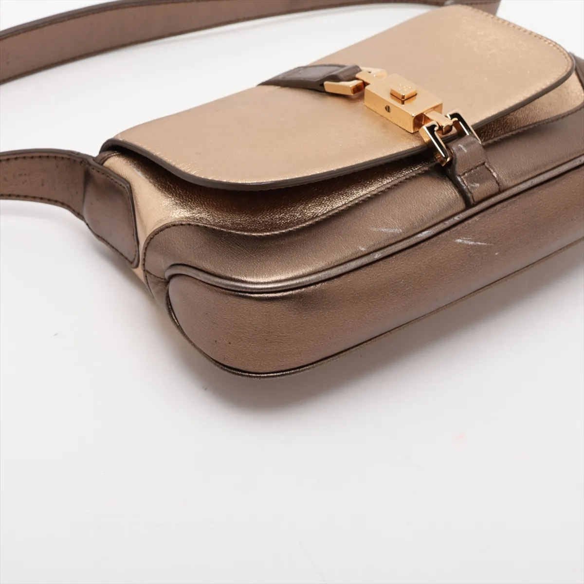 Jackie Leather Shoulder Bag Gold — view 4