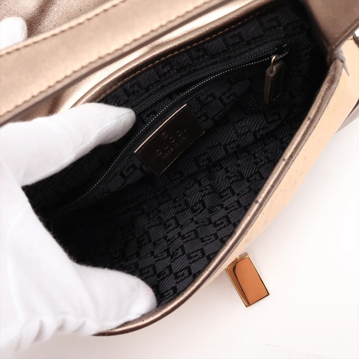 Jackie Leather Shoulder Bag Gold — view 7