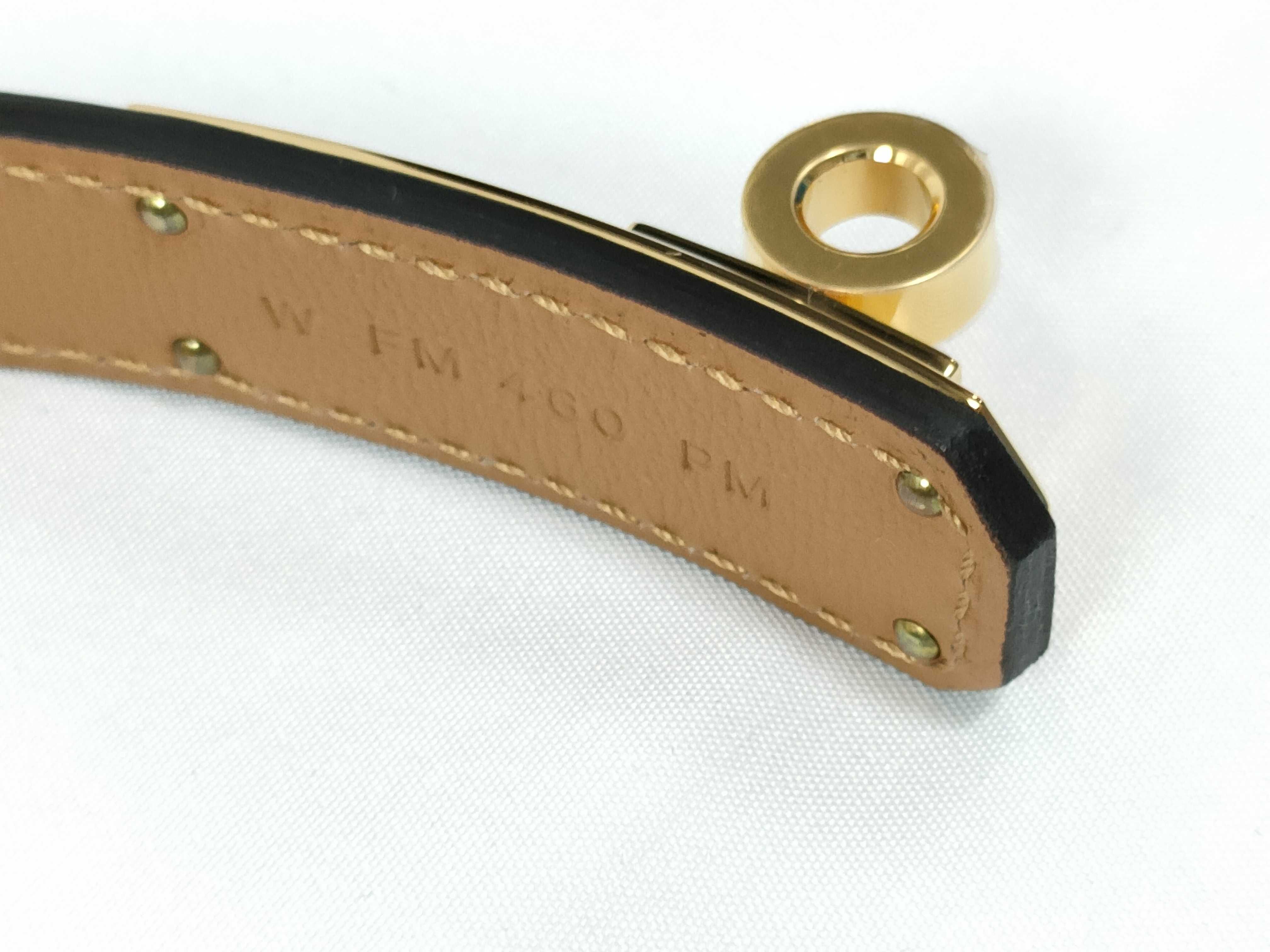 Kelly Belt, Black with Gold Hardware, W Stamp — view 4