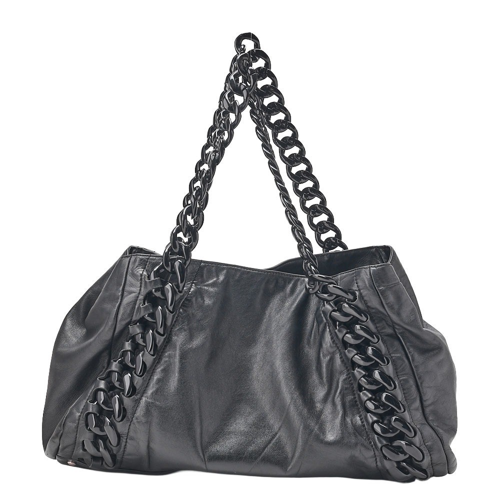 Lambskin Coco Mark Luxury Line Chain Shoulder Bag, Black — view 2