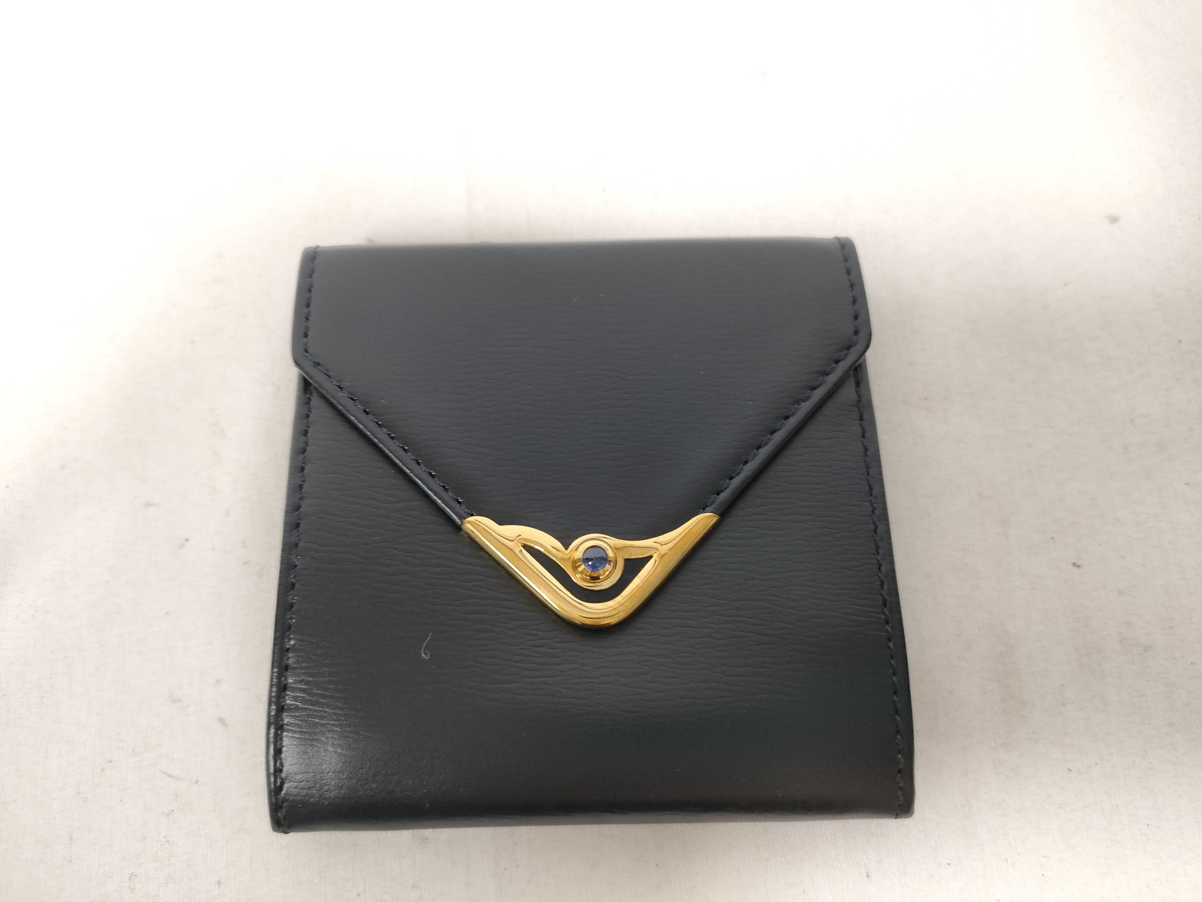 Sapphire Line Coin Case, Black Leather Coin Case