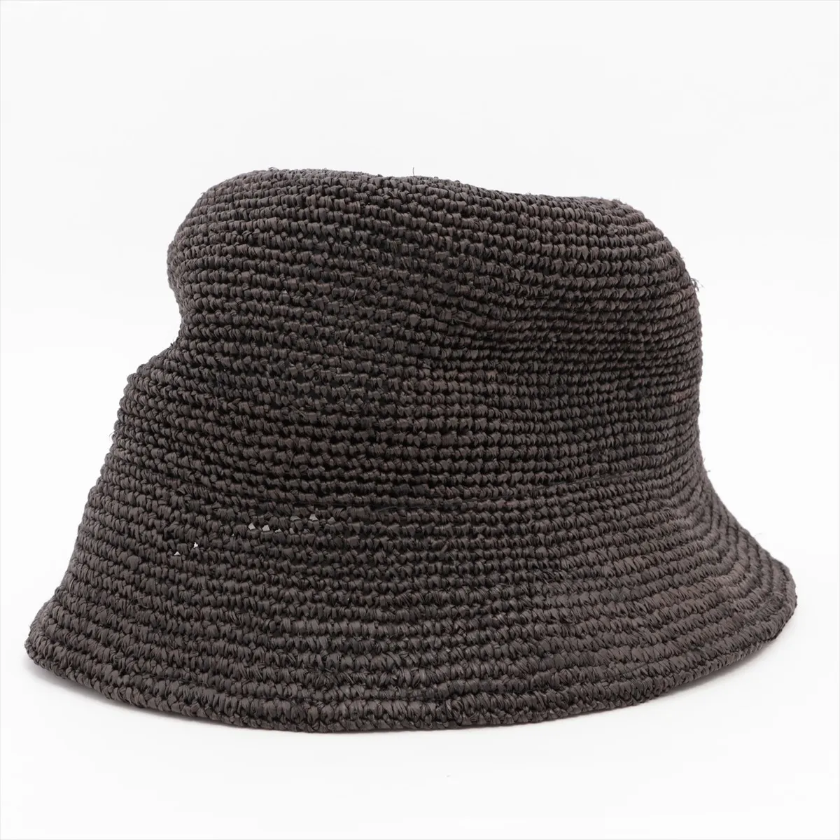 Anagram Bucket Hat, Size 59, Raffia, Dark Brown. Shows signs of wear, — view 3