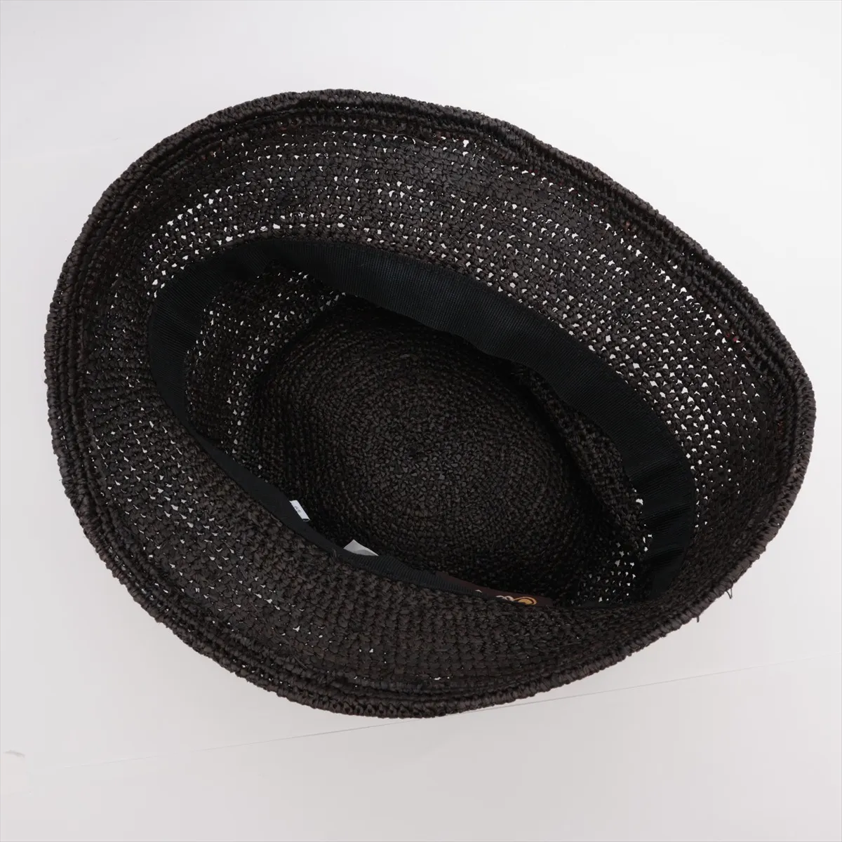 Anagram Bucket Hat, Size 59, Raffia, Dark Brown. Shows signs of wear, — view 4