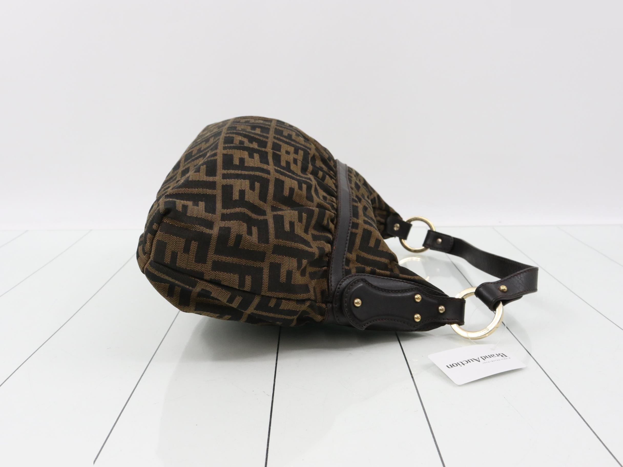 Zucca Shoulder Bag, Canvas, Brown — view 3