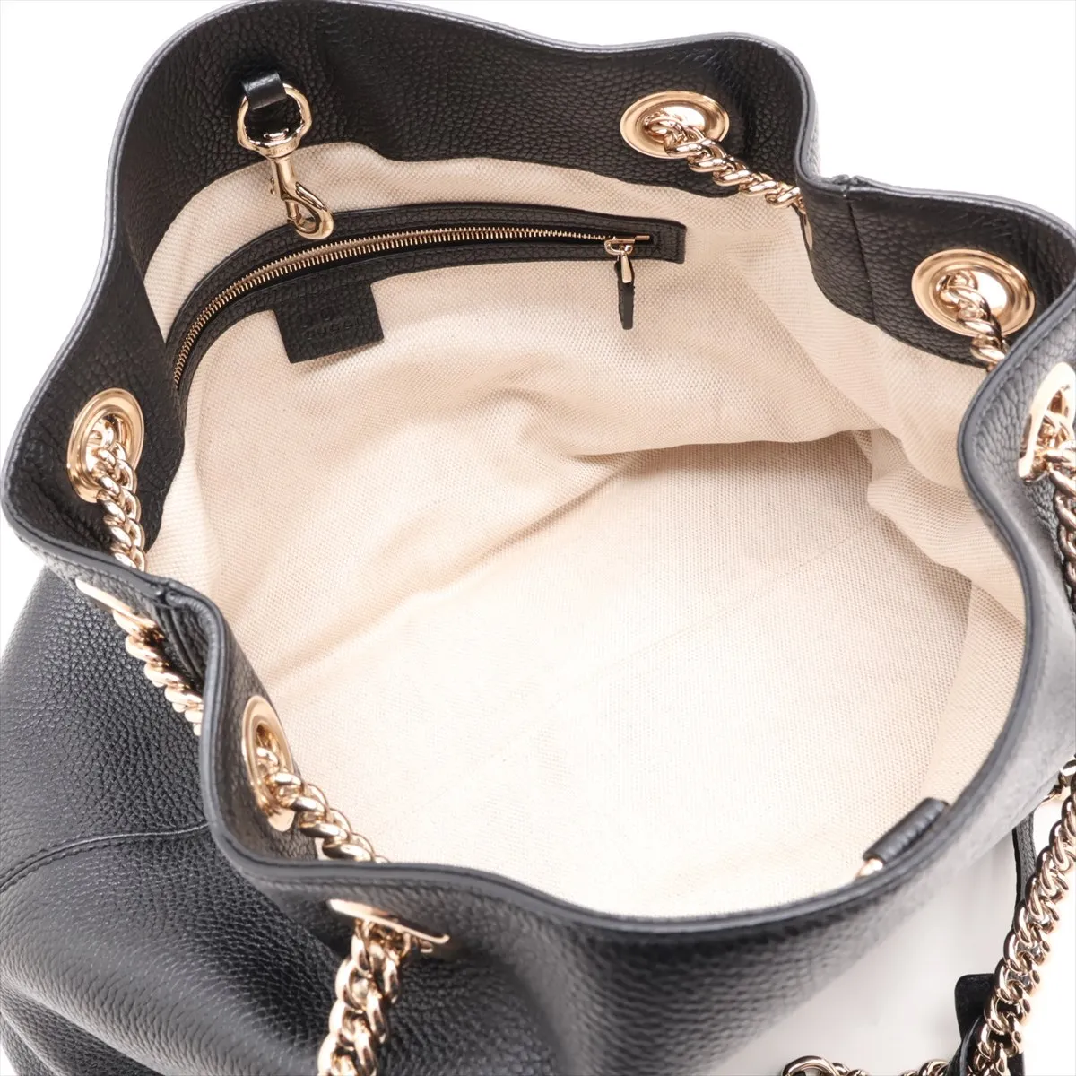 Soho 536196 Leather Chain Shoulder Bag, Black — view 7