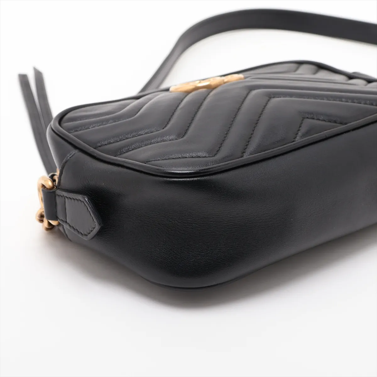 GG Marmont 448065 Leather Chain Shoulder Bag, Black 448065 — view 4