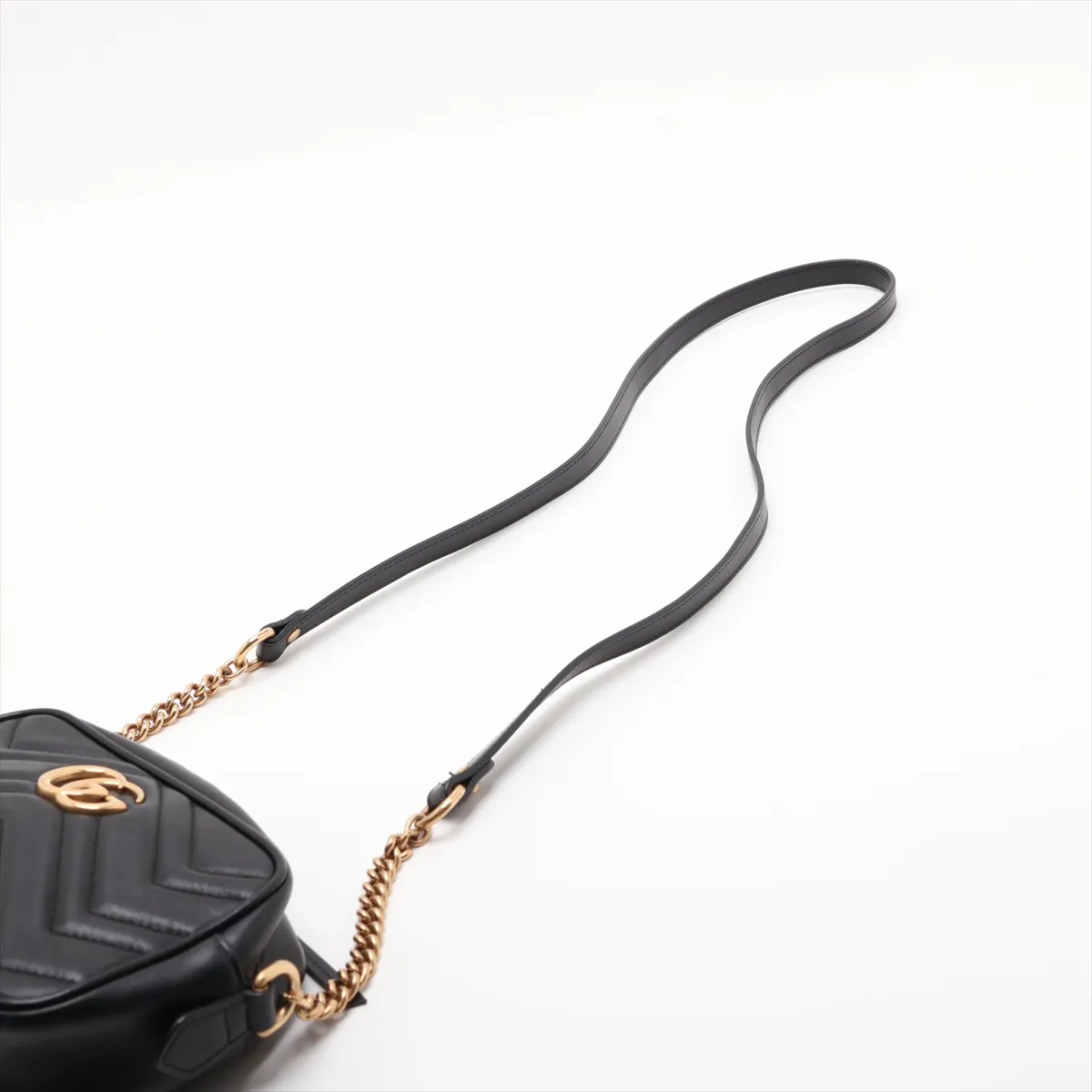 GG Marmont 448065 Leather Chain Shoulder Bag, Black 448065 — view 5