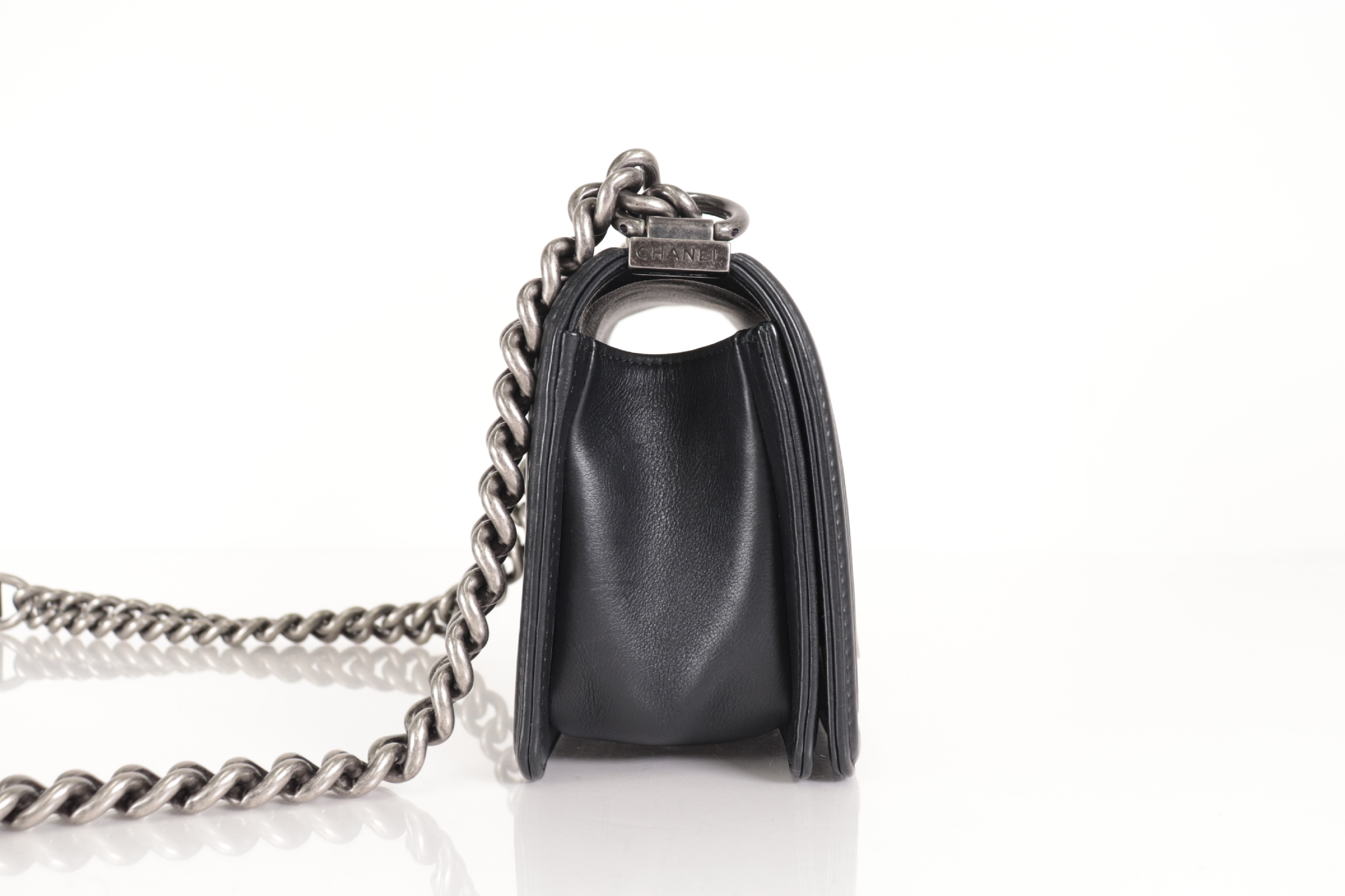 Boy Chanel Mini Chain Shoulder Bag, Silver Hardware, Serial Number 17 Series — view 4