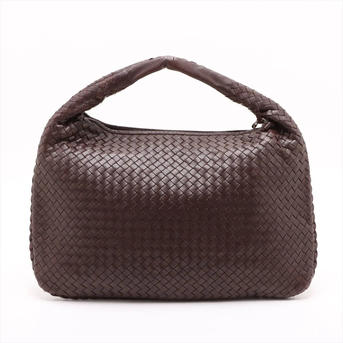 Intrecciato Hobo Leather Shoulder Bag Brown 115654 — view 2