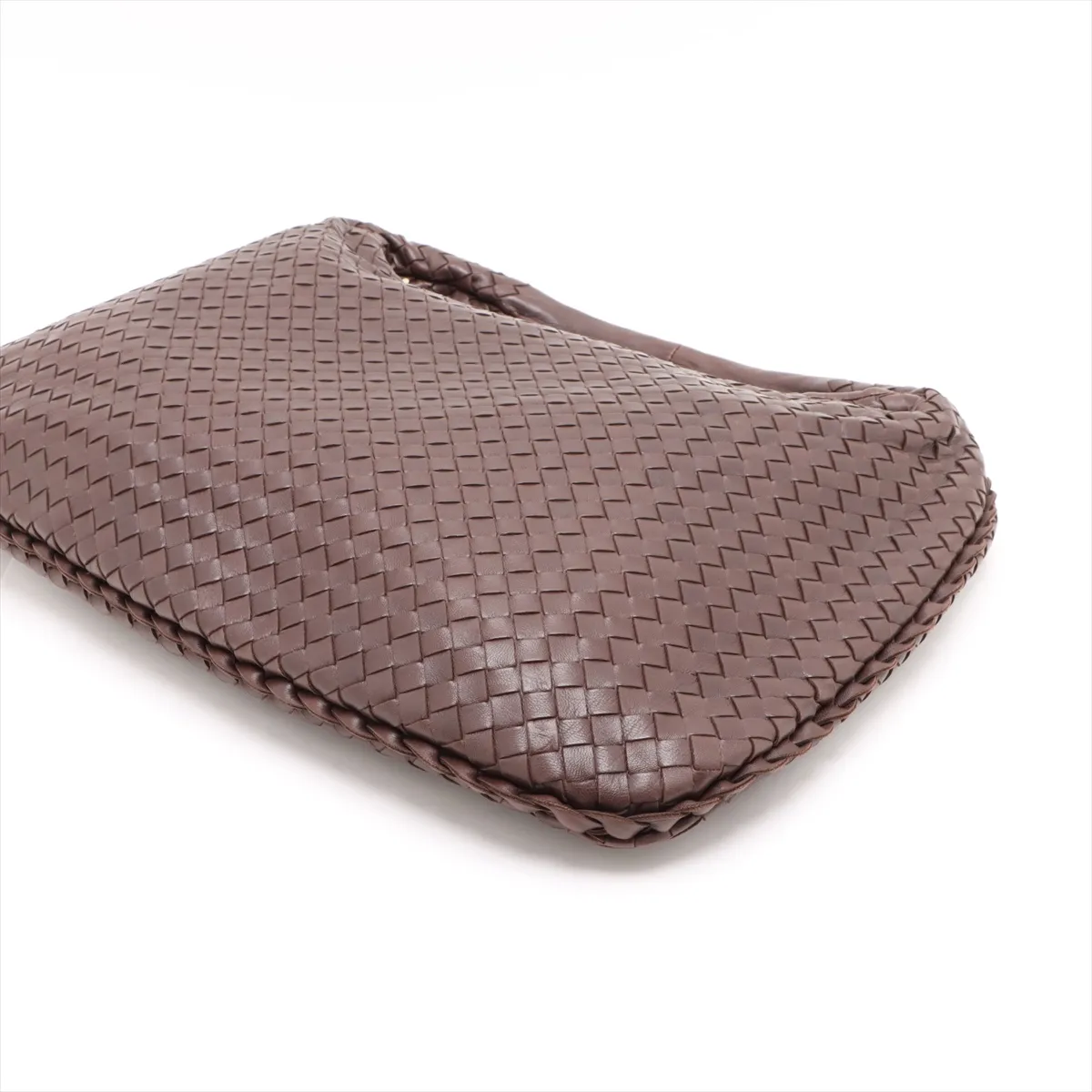 Intrecciato Hobo Leather Shoulder Bag Brown 115654 — view 3