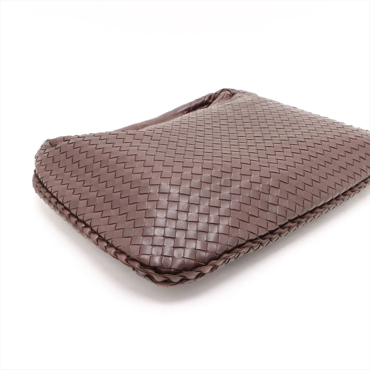 Intrecciato Hobo Leather Shoulder Bag Brown 115654 — view 4