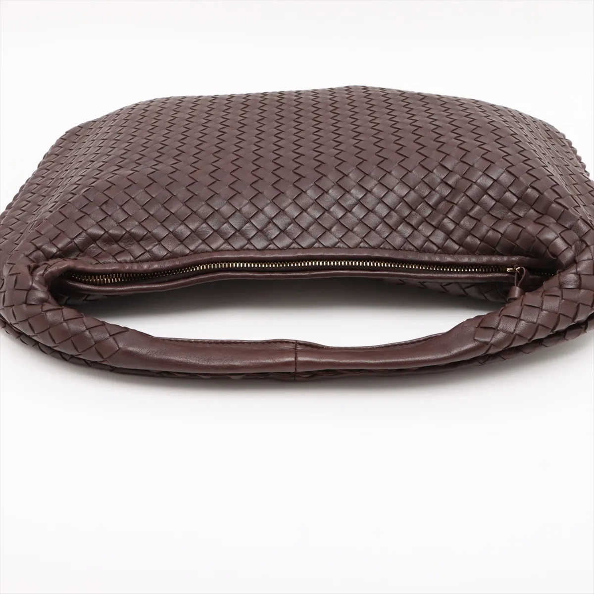Intrecciato Hobo Leather Shoulder Bag Brown 115654 — view 5