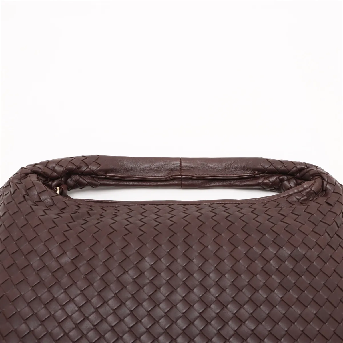 Intrecciato Hobo Leather Shoulder Bag Brown 115654 — view 6