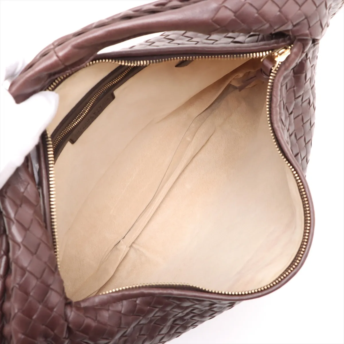 Intrecciato Hobo Leather Shoulder Bag Brown 115654 — view 7