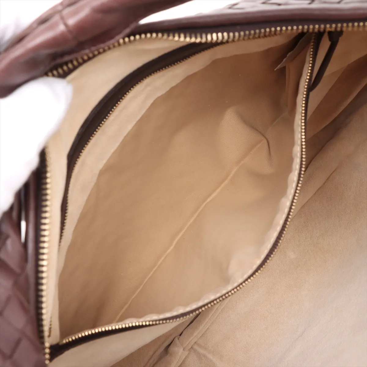 Intrecciato Hobo Leather Shoulder Bag Brown 115654 — view 8