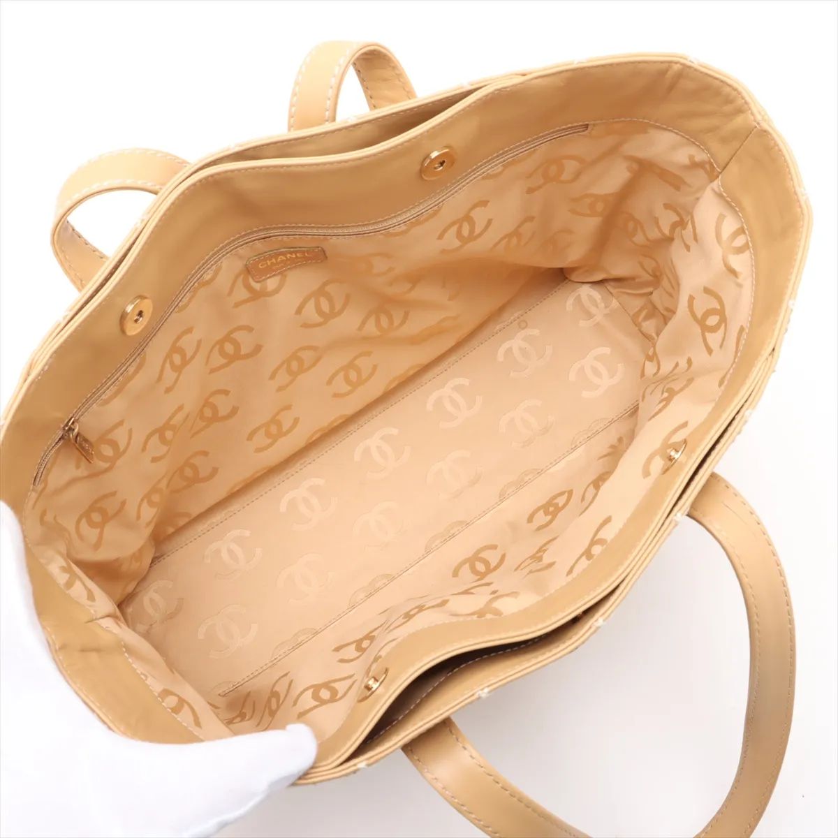 Wild Stitch Leather Tote Bag Beige Gold Hardware 7475418 No. 7 — view 7