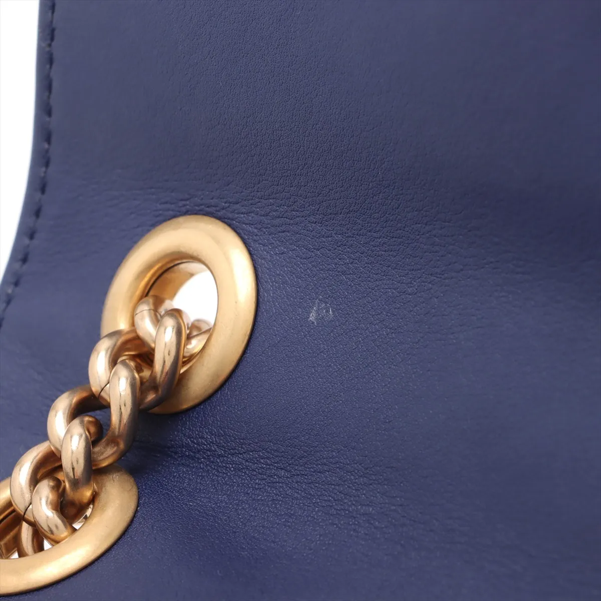 GG Marmont Velvet x Leather Chain Shoulder Bag Blue 446744 — view 14