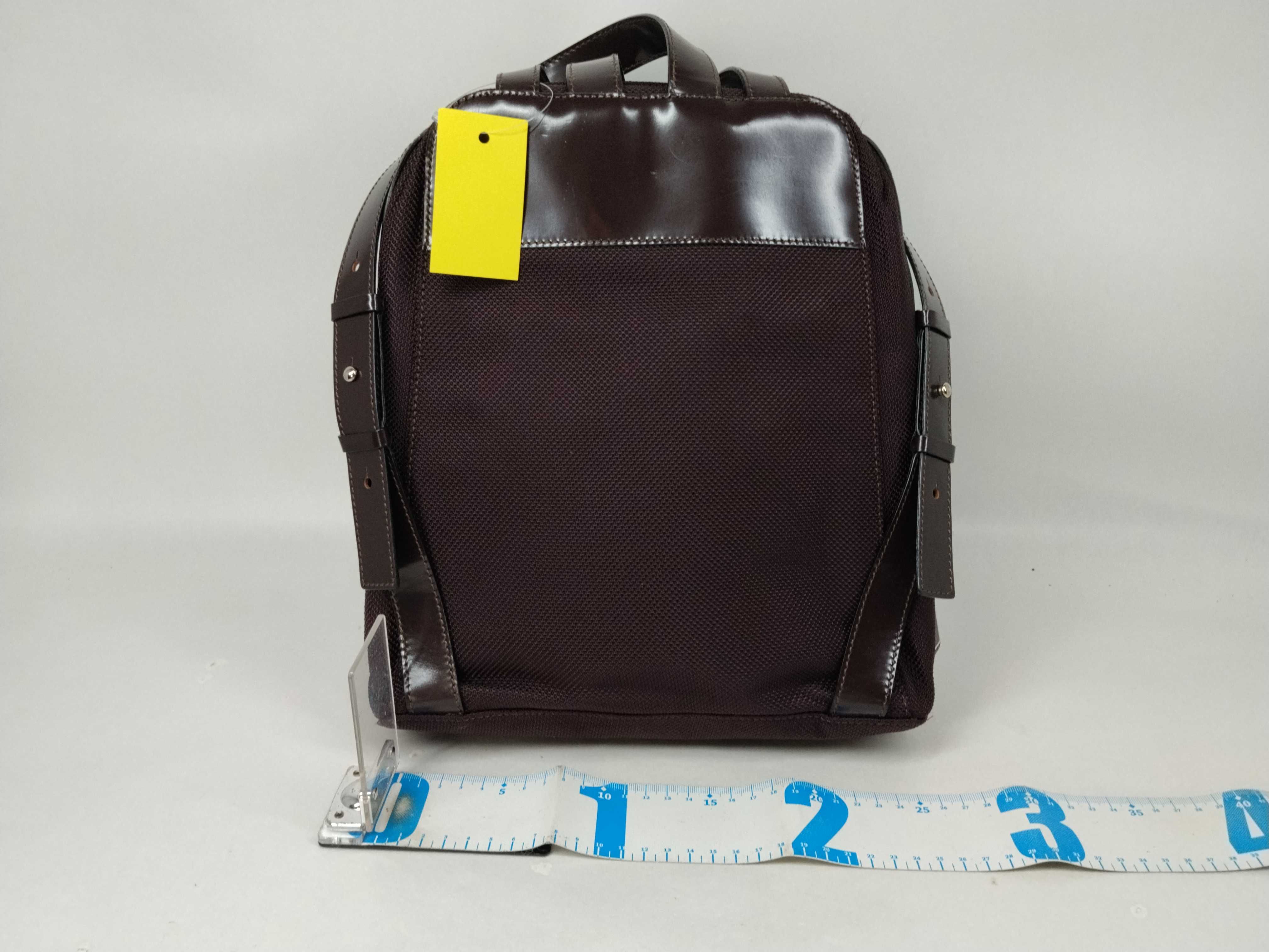 Logo Enamel Leather Backpack Mesh Rucksack — view 2