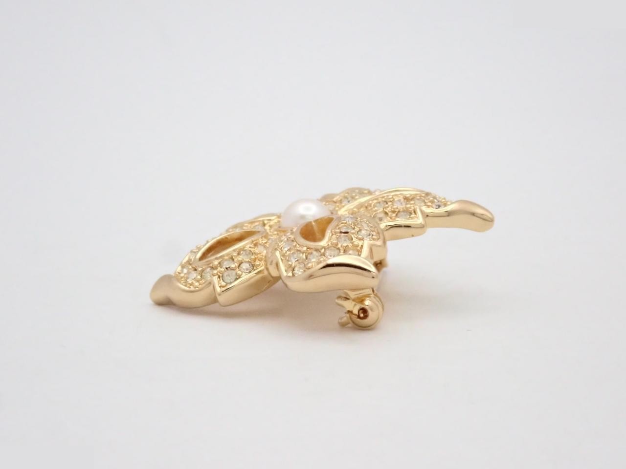 Brooch, GP (Gold Plated) with Rhinestones — view 3