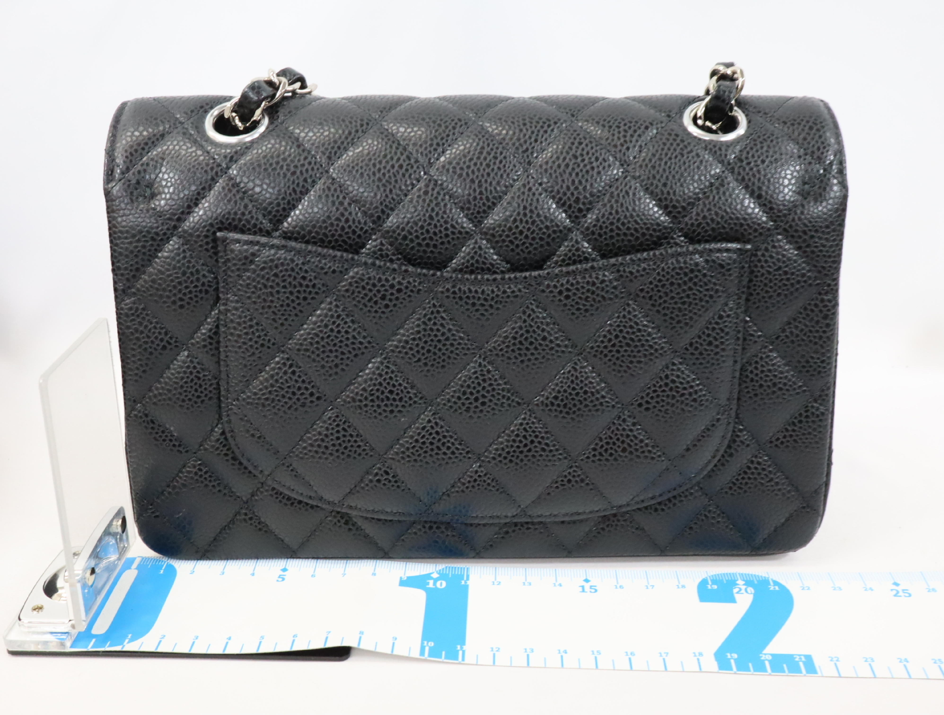 Matelassé 23 Caviar Skin Double Flap Black Serial Number 30s Silver Hardware A01113? Shoulder Bag — view 2