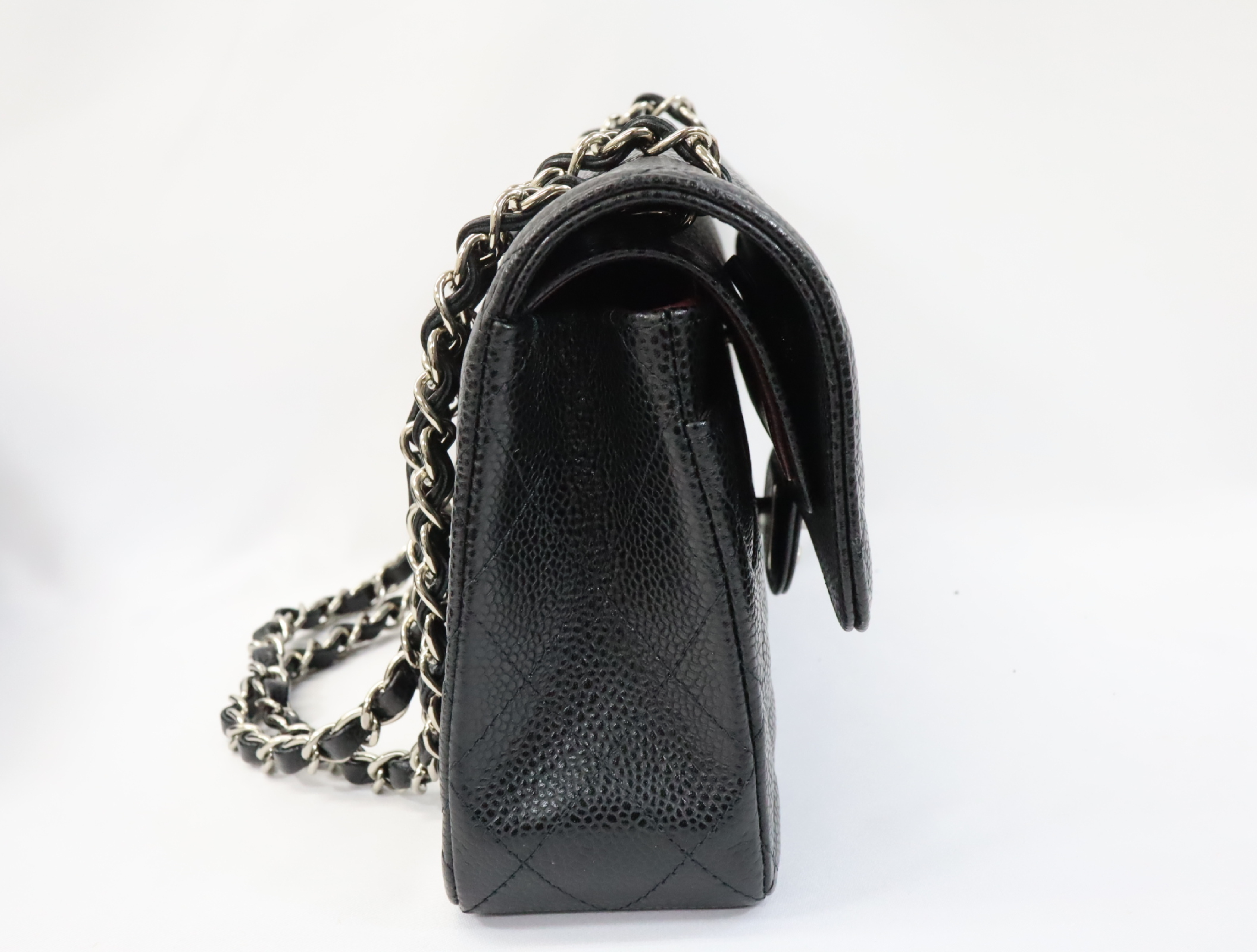 Matelassé 23 Caviar Skin Double Flap Black Serial Number 30s Silver Hardware A01113? Shoulder Bag — view 5