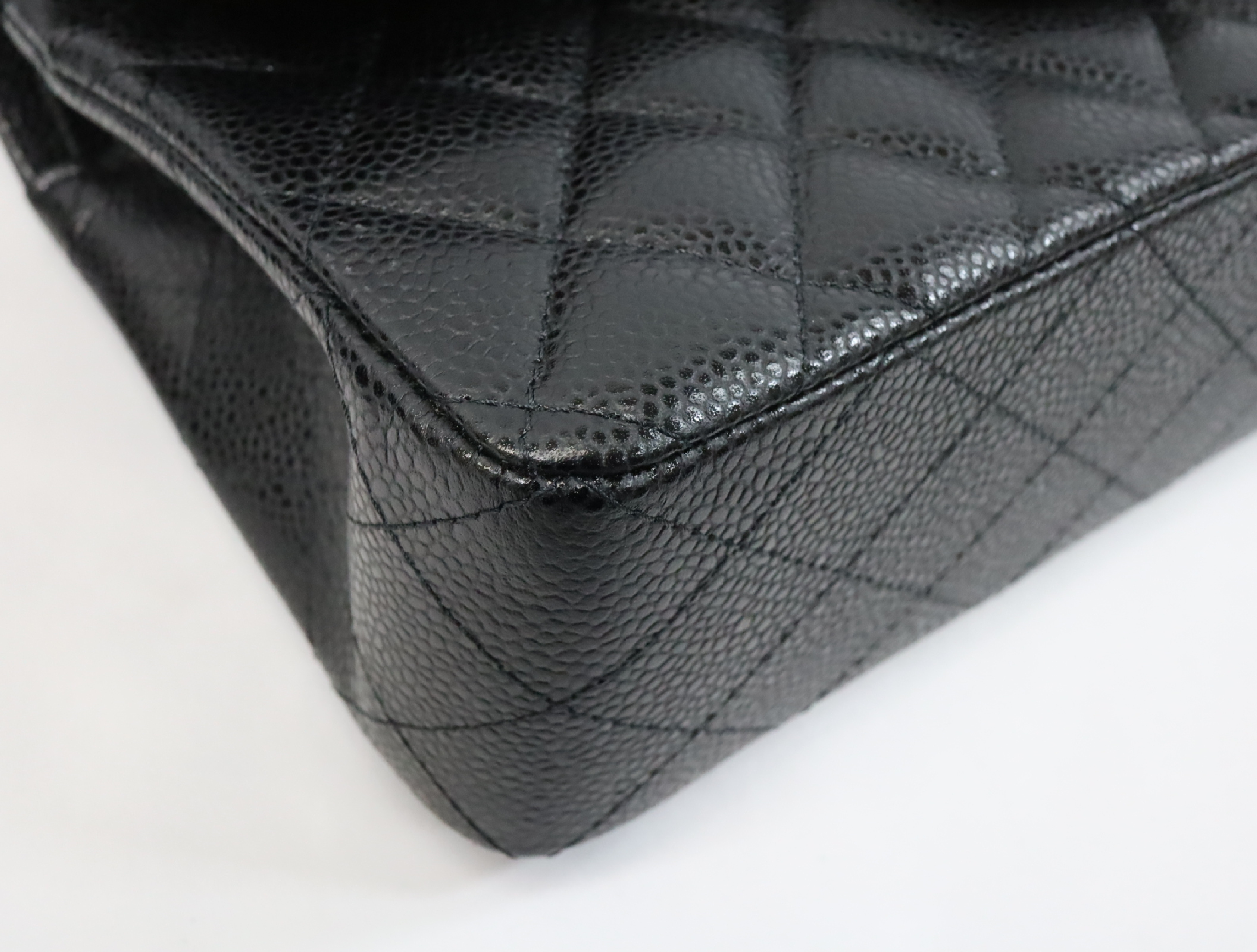 Matelassé 23 Caviar Skin Double Flap Black Serial Number 30s Silver Hardware A01113? Shoulder Bag — view 8